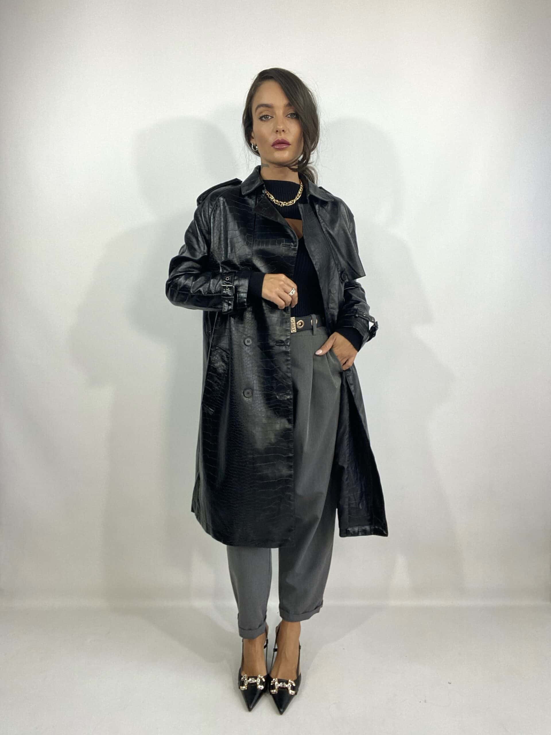 Trench Ecopelle Cocco - Nero