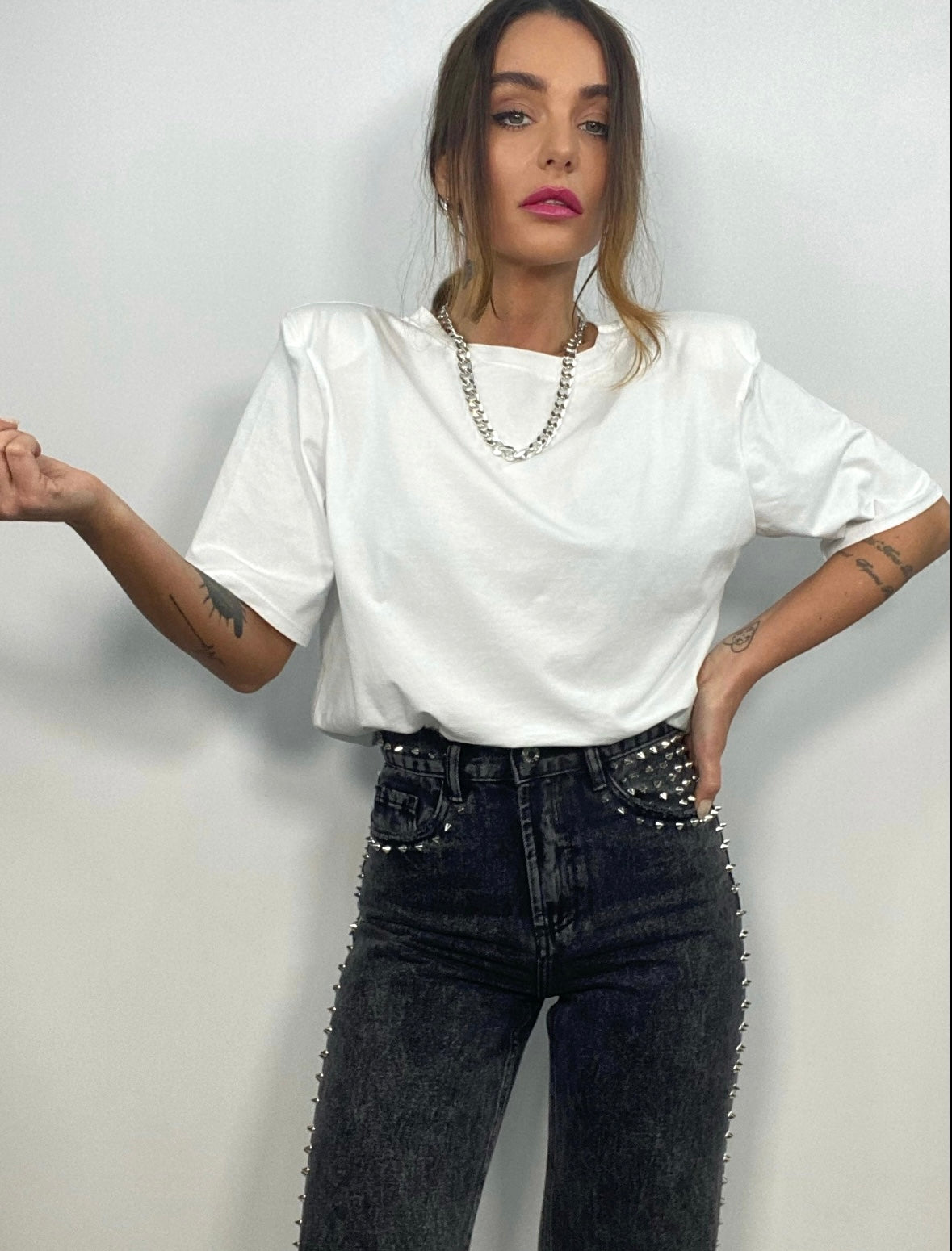 T-shirt Spalline Imbottite - Bianco