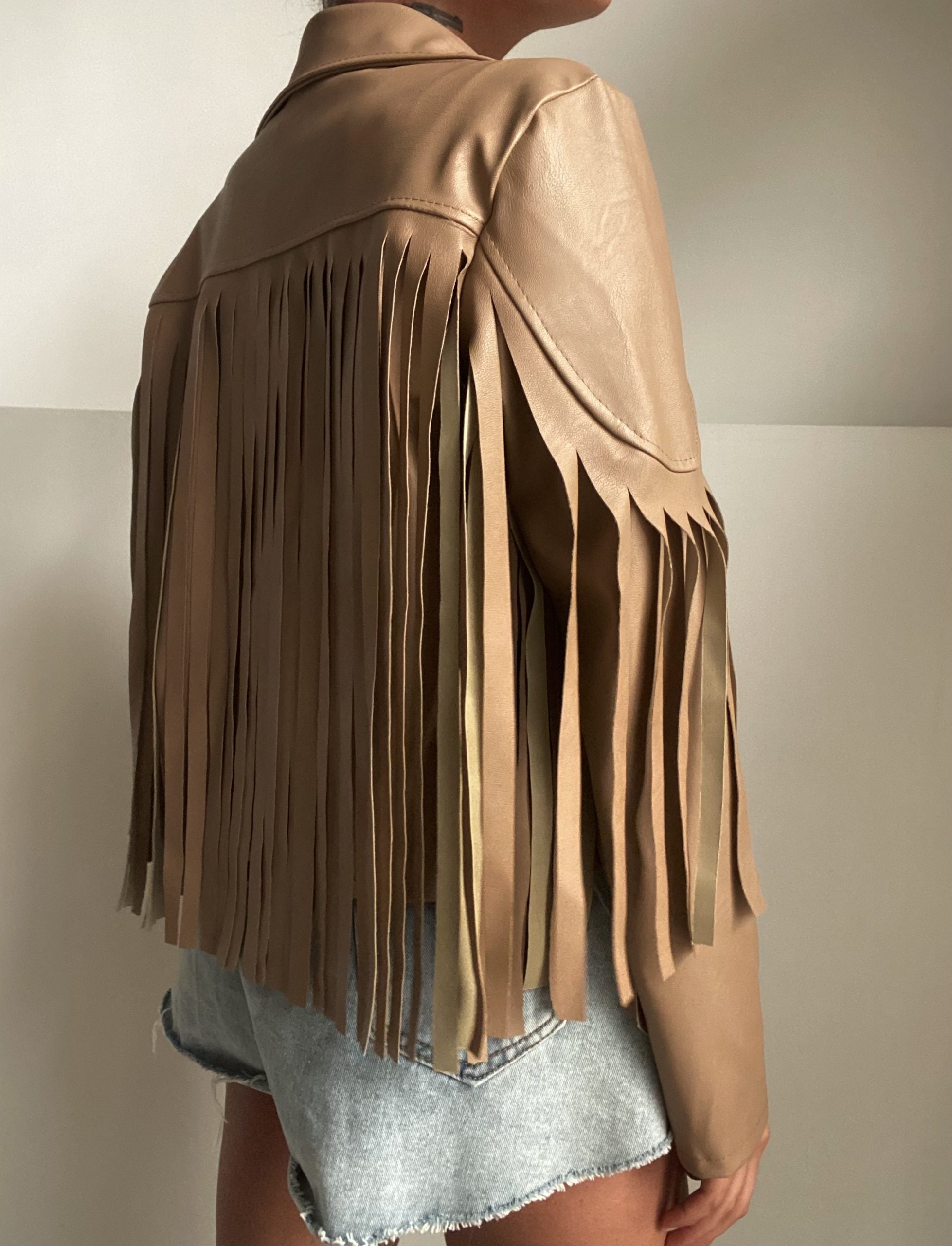 Chiodo Leather Frange - Cammello