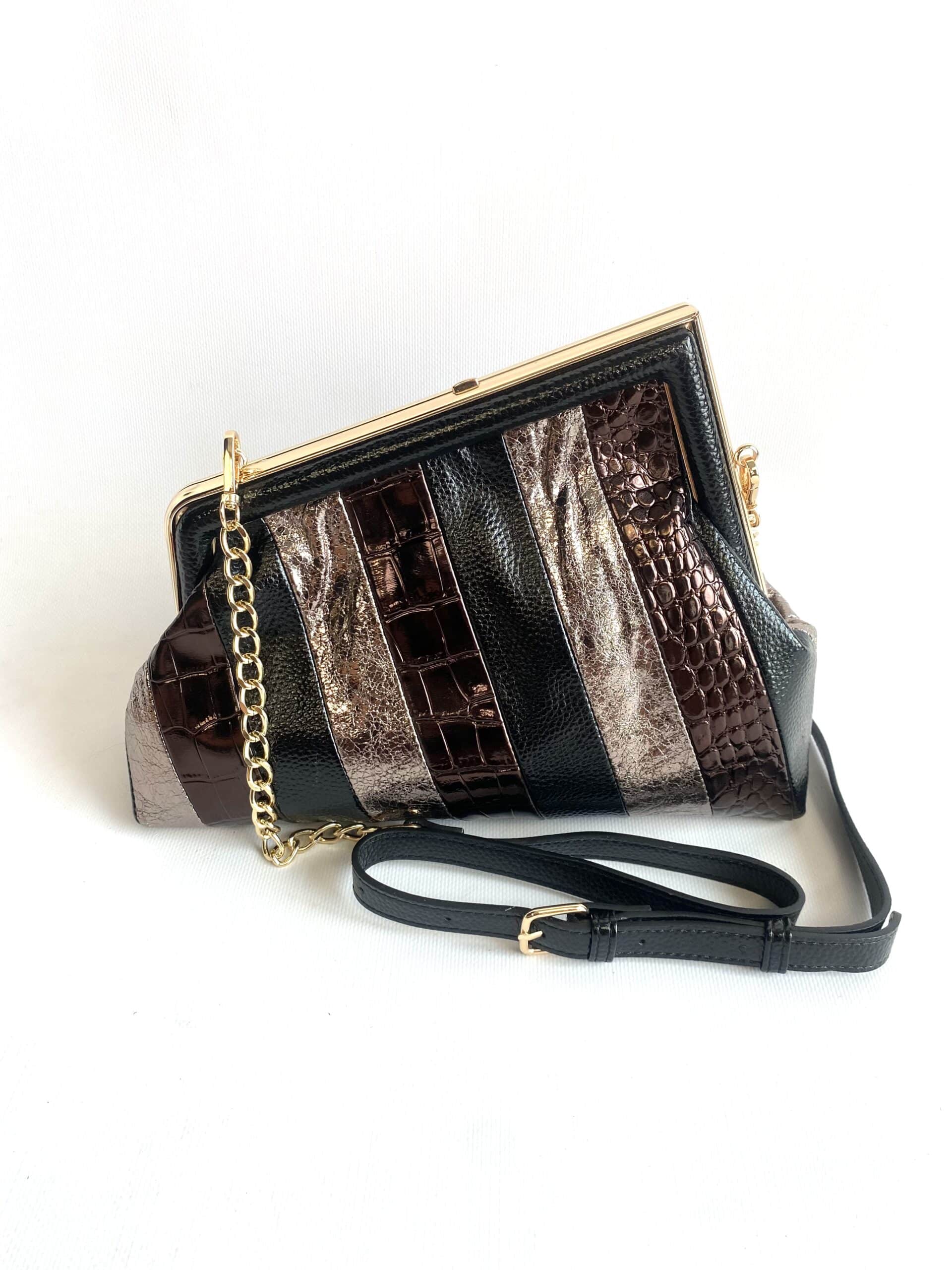 New Clutch Multicolor con Tracolla - Nero