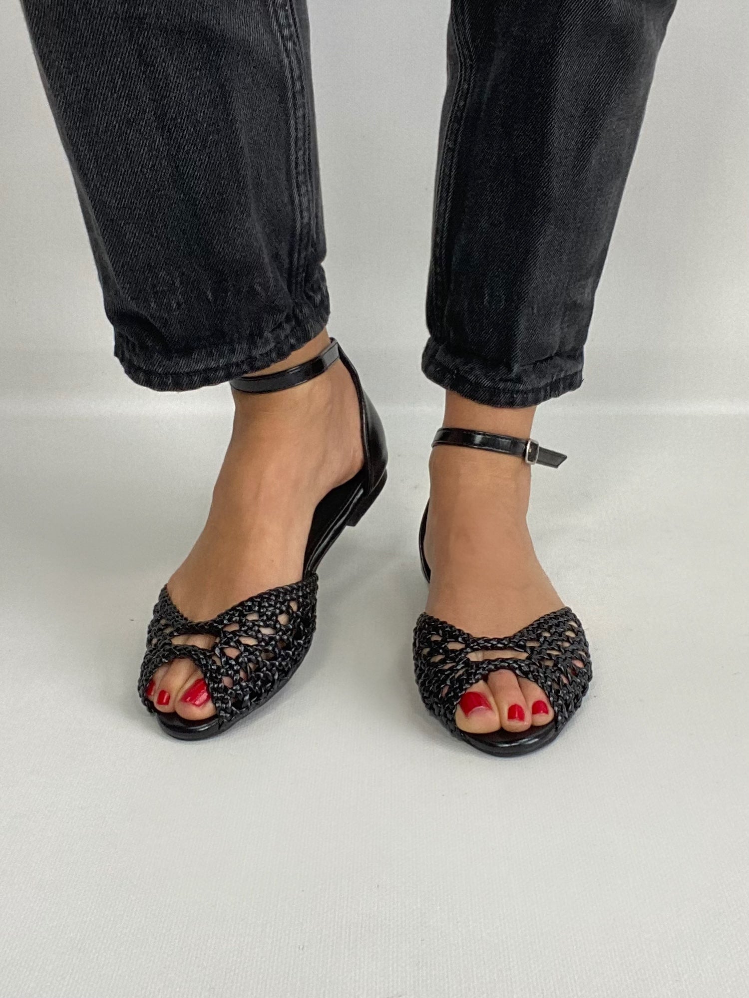 Sandali Flat Rafia - Nero.