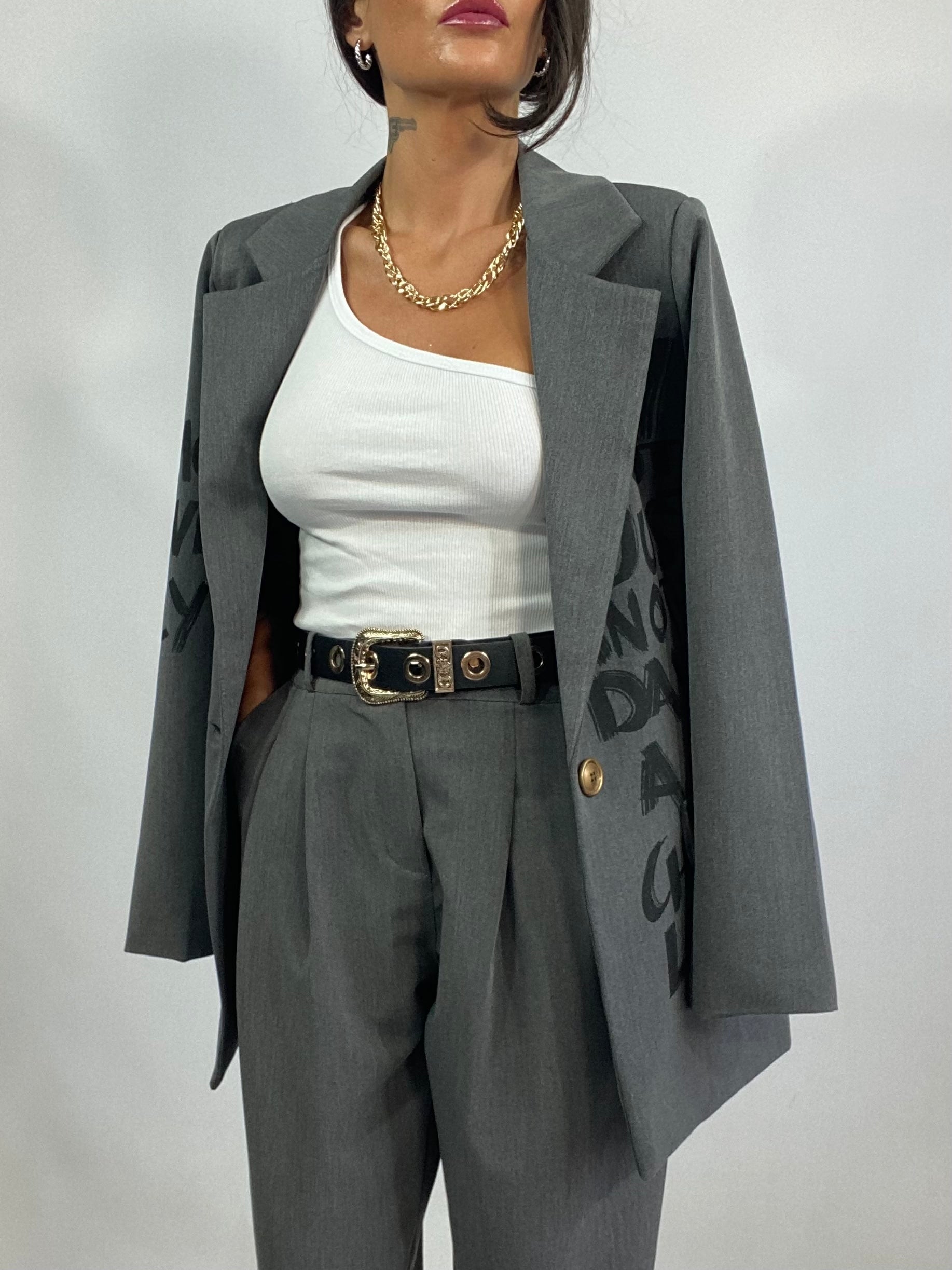 Pantaloni Doppia Pinces - Grigio Antracite