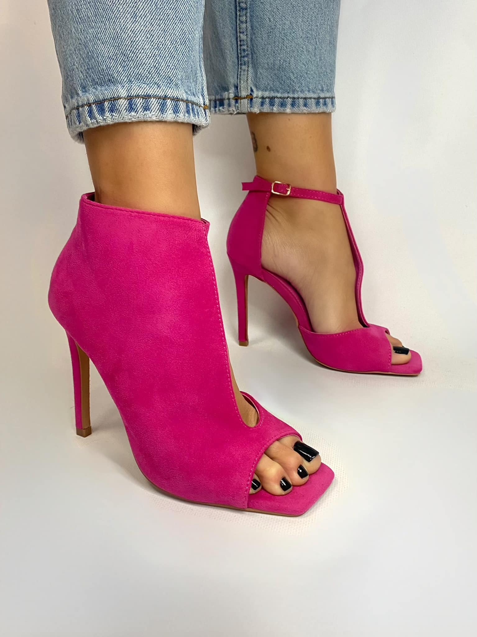 Tronchetto cut out spuntato - Simil Camoscio Fucsia