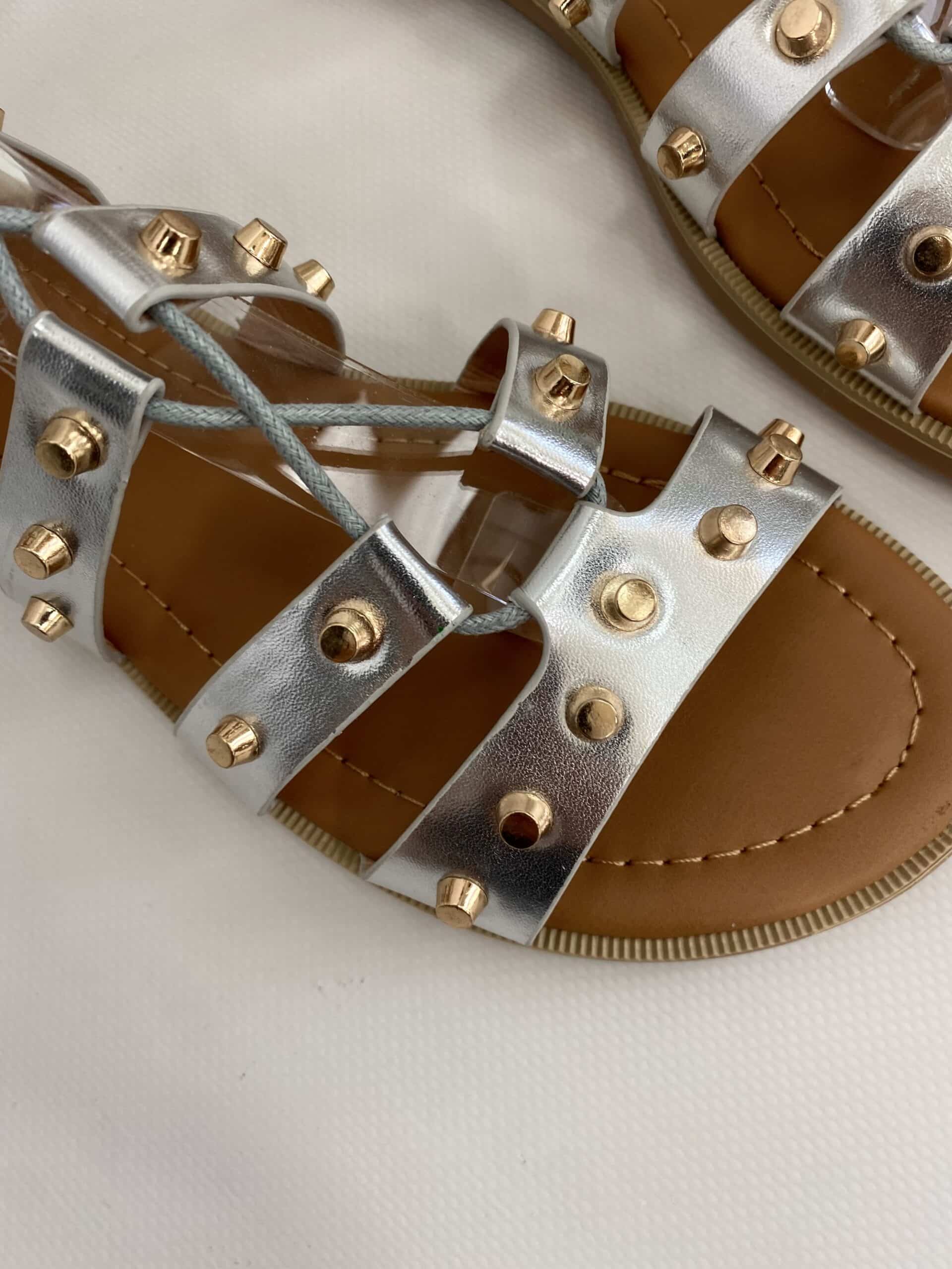 Sandali Gladiatore con Borchie - Argento
