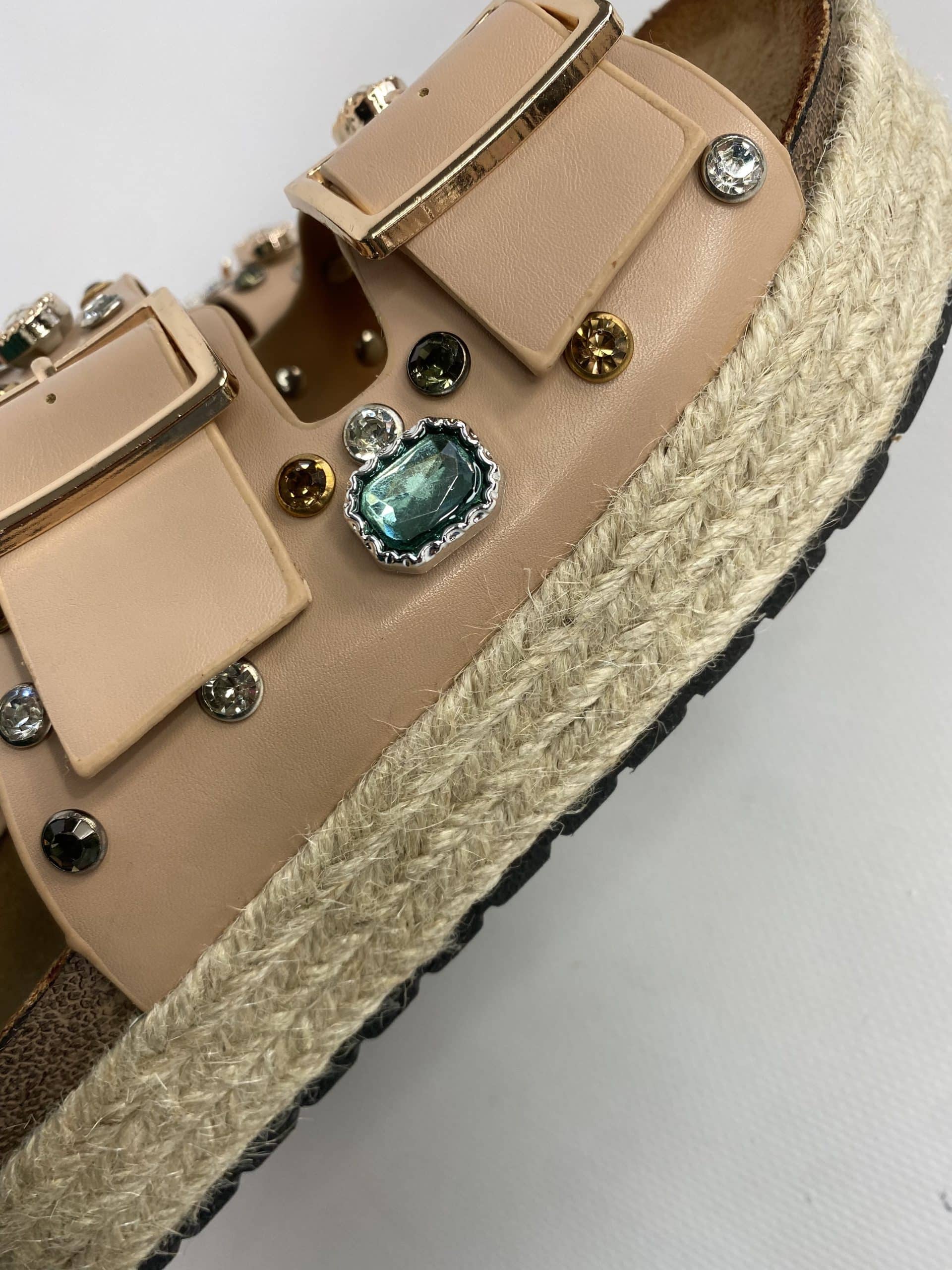 Sandali Platform con Pietre - Nude