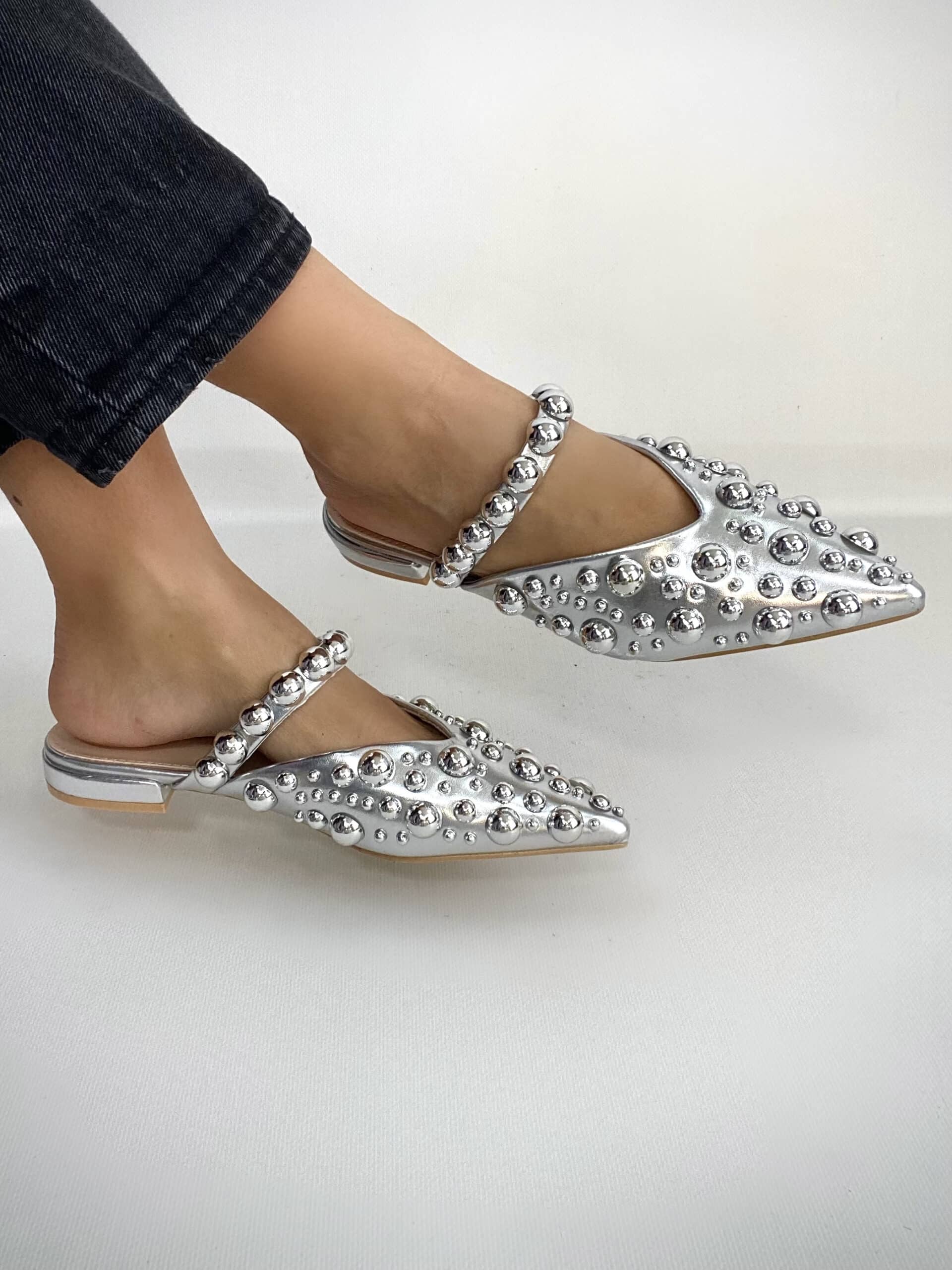 Sabot Con Borchie - Argento.