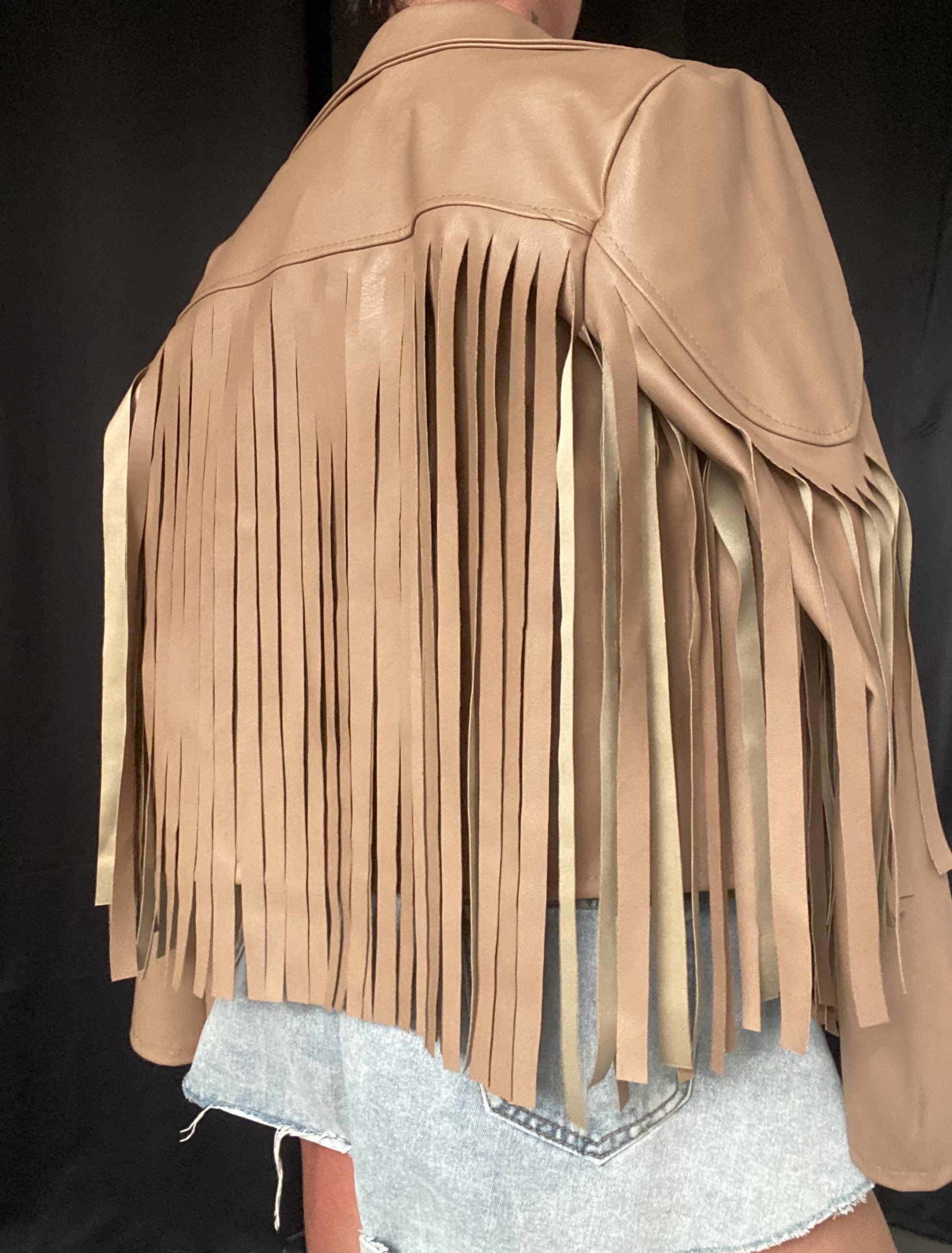 Chiodo Leather Frange - Cammello