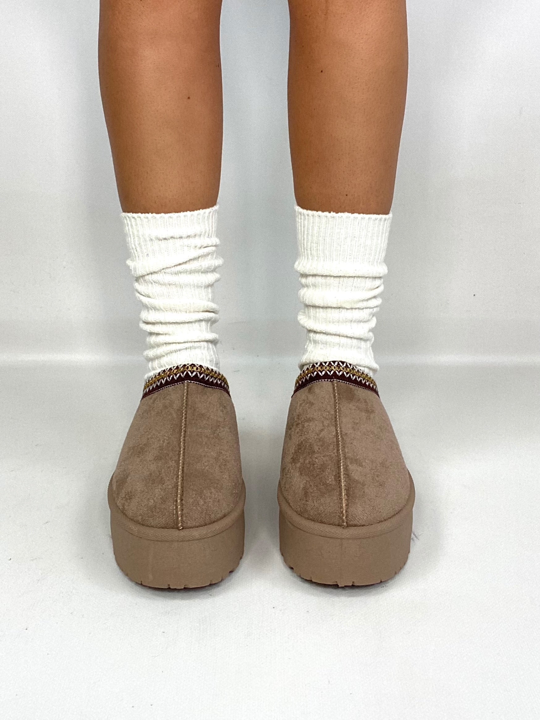 Sabot Platform con Pelo -Tortora.