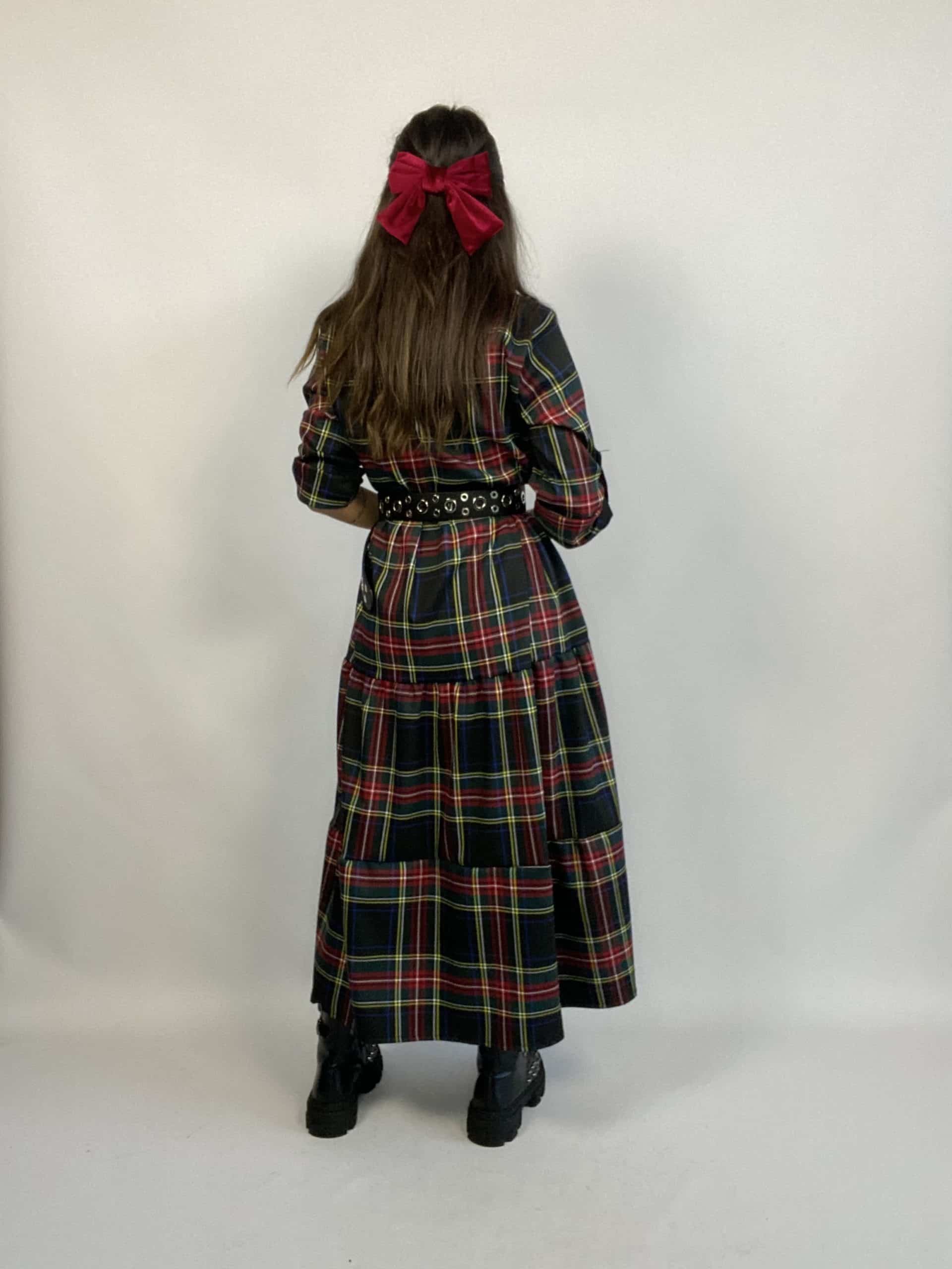 Maxi Dress Tartan - Nero