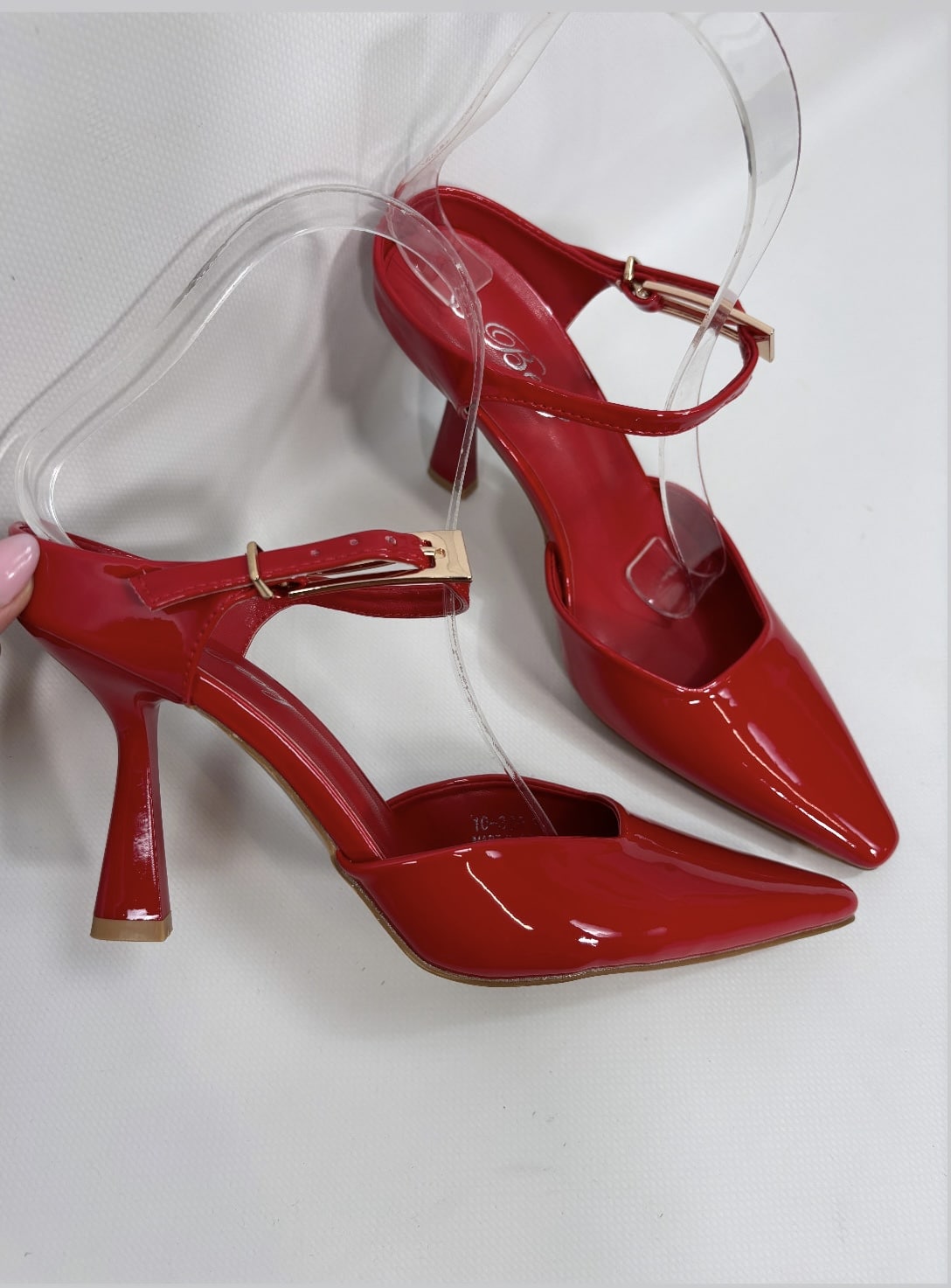 Sabot con Fibbietta e Tacco Medio - Rosso