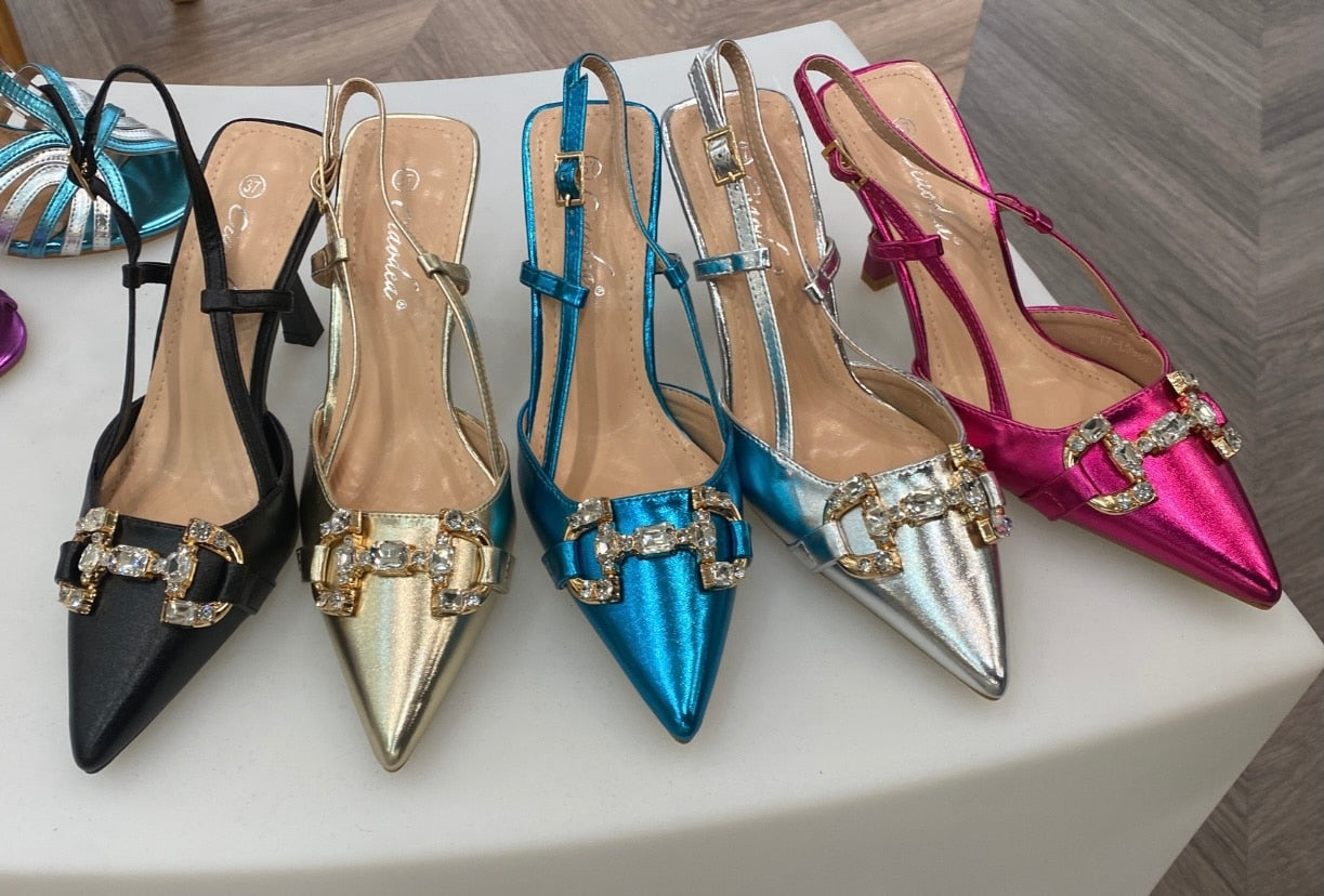 Slingback Morsetto Gioiello - Azzurro