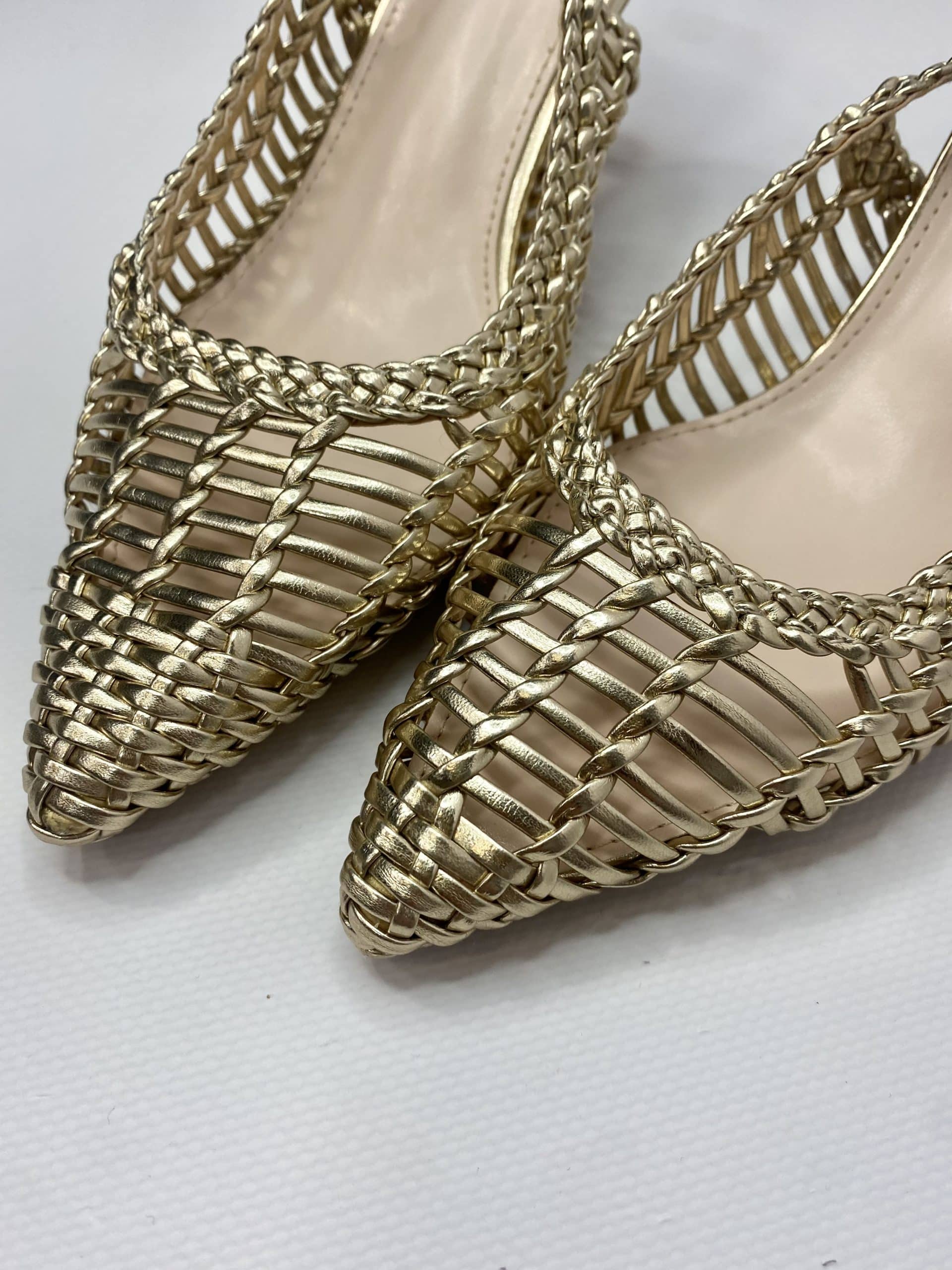 Slingback Rafia Medium Heels - Oro