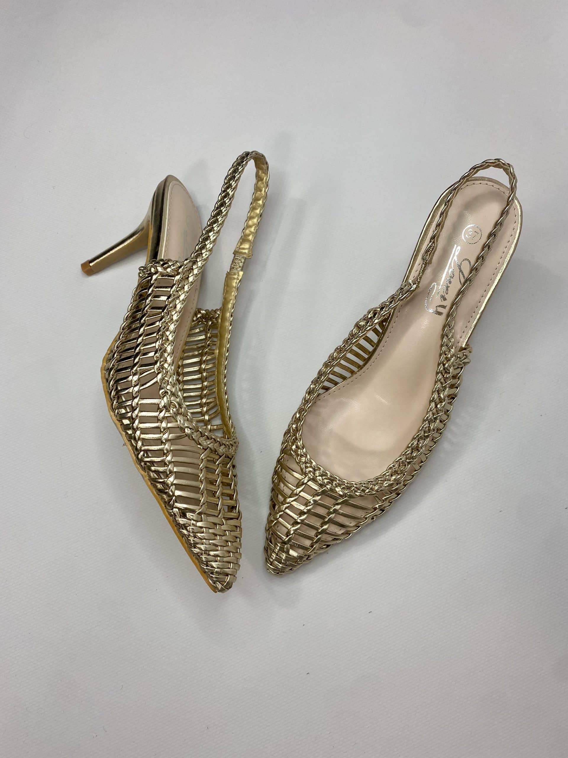 Slingback Rafia Medium Heels - Oro
