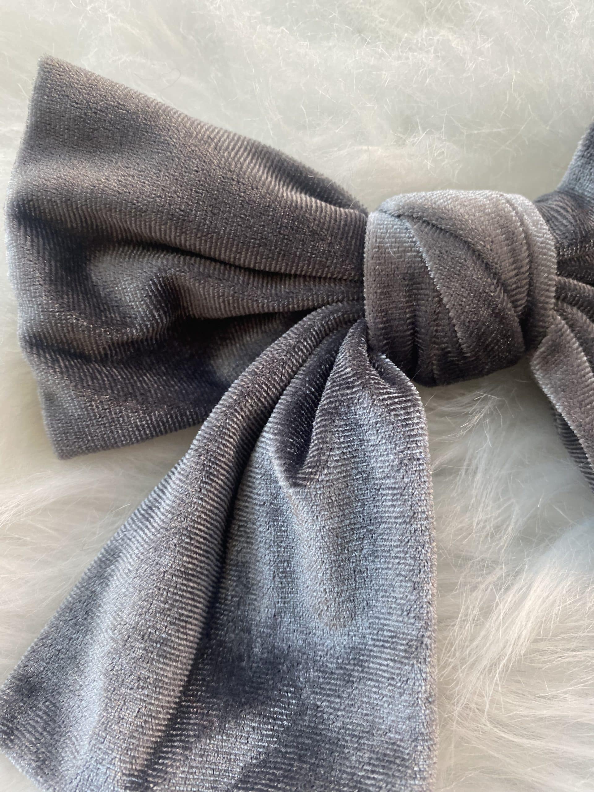 Fermaglio Fiocco in Velluto - Grigio