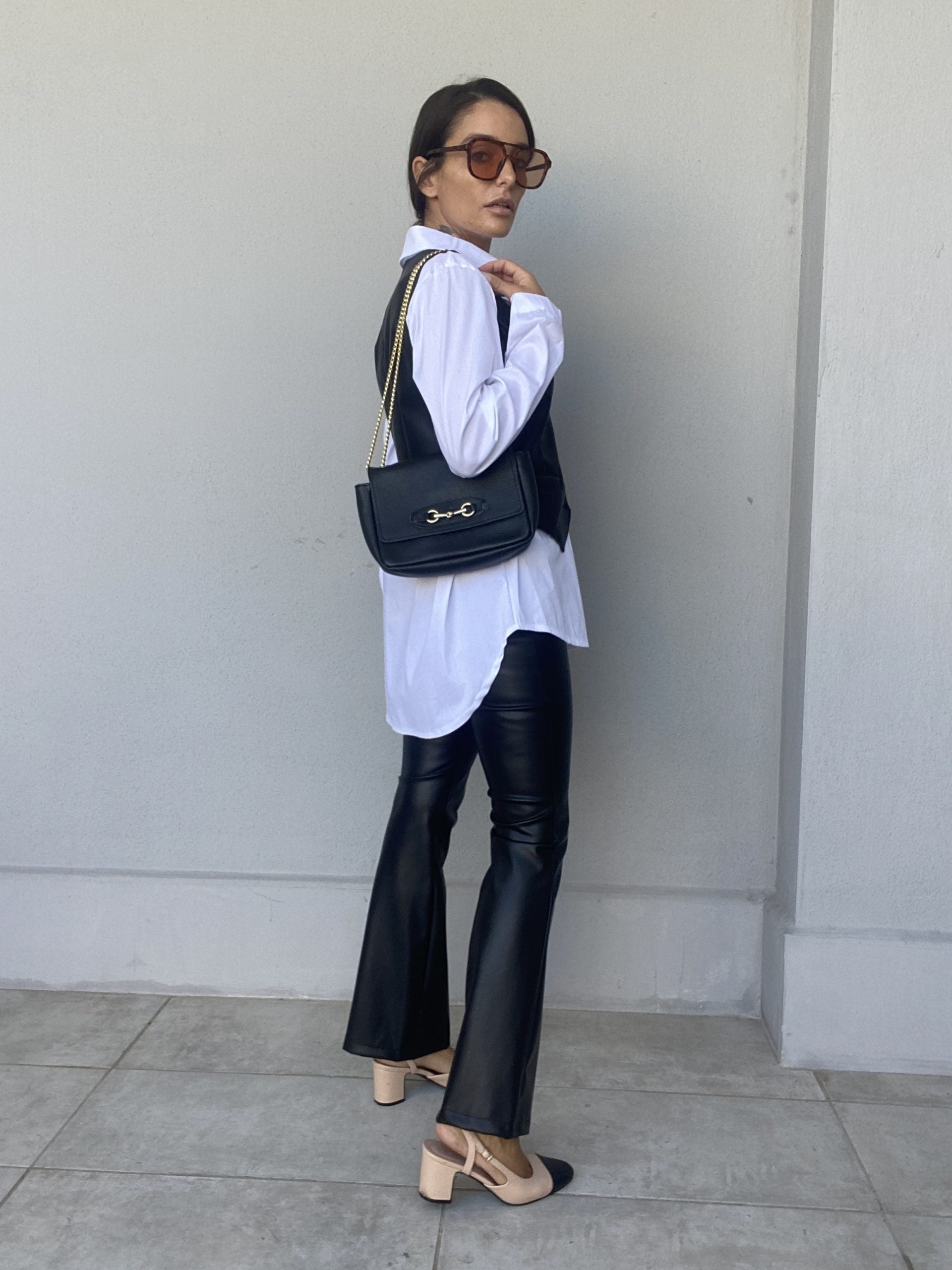 Gilet Completo Ecopelle- Nero