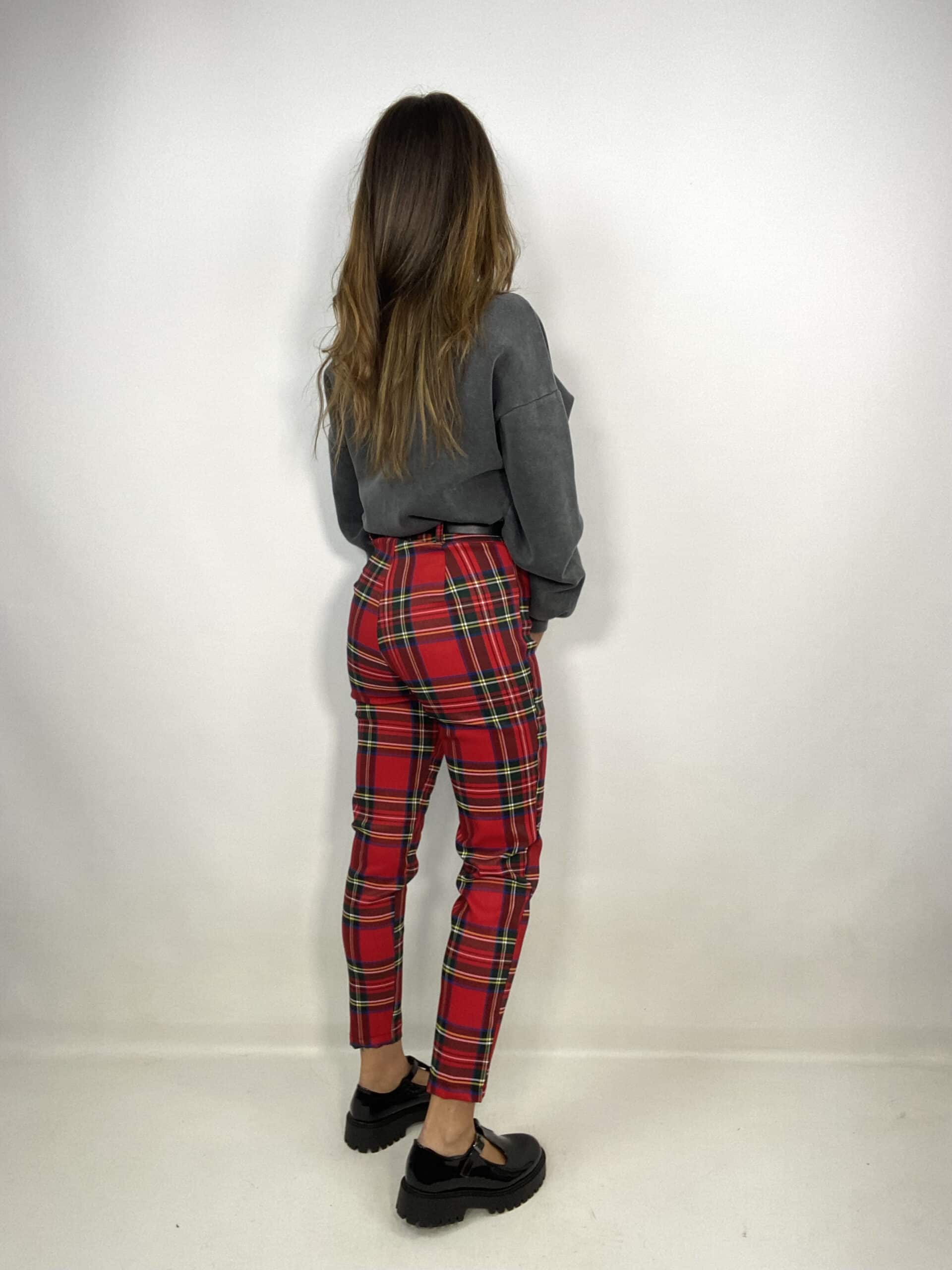 Pantaloni Tartan Skinny - Rosso