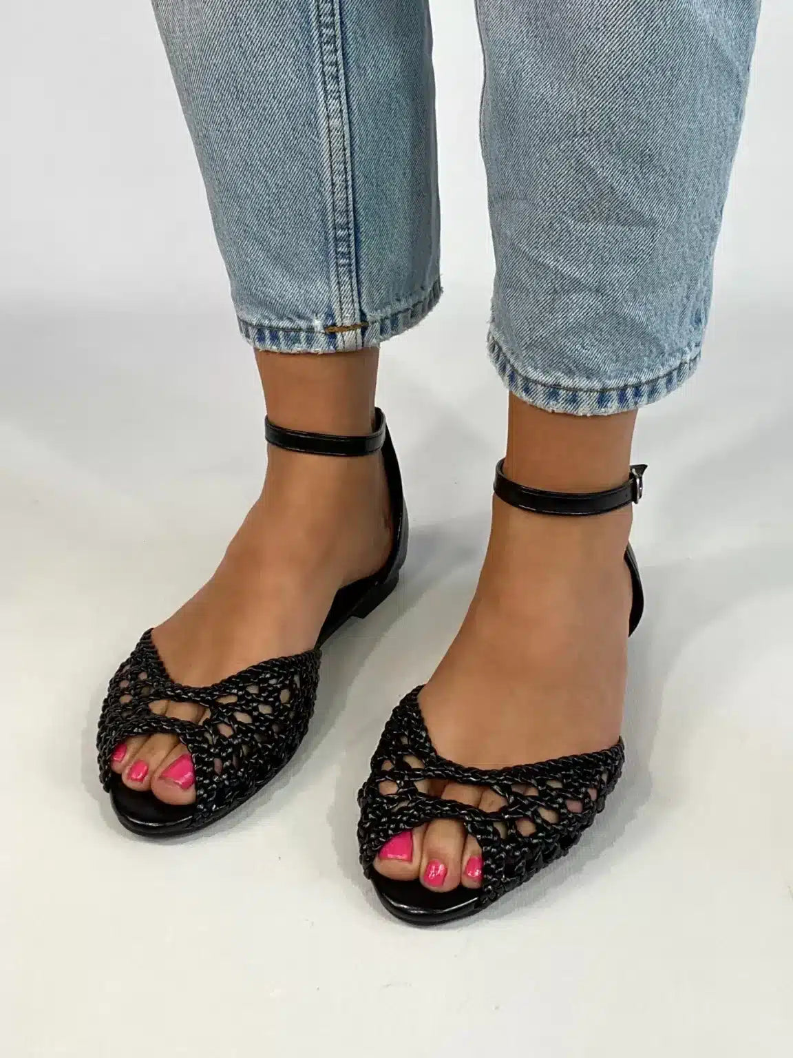 Sandali Flat Rafia - Nero.