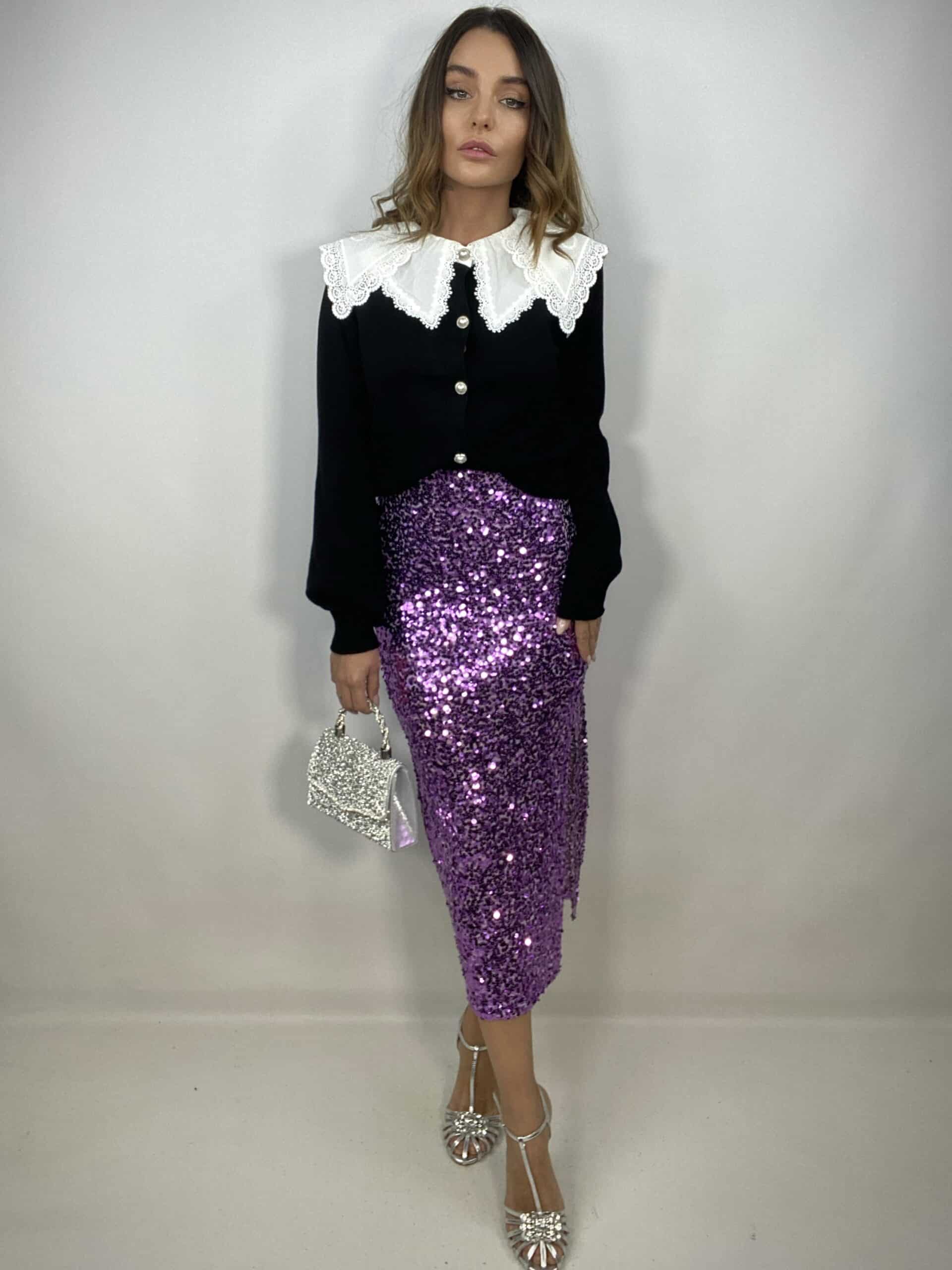 Gonna Midi Paillettes - Lilla