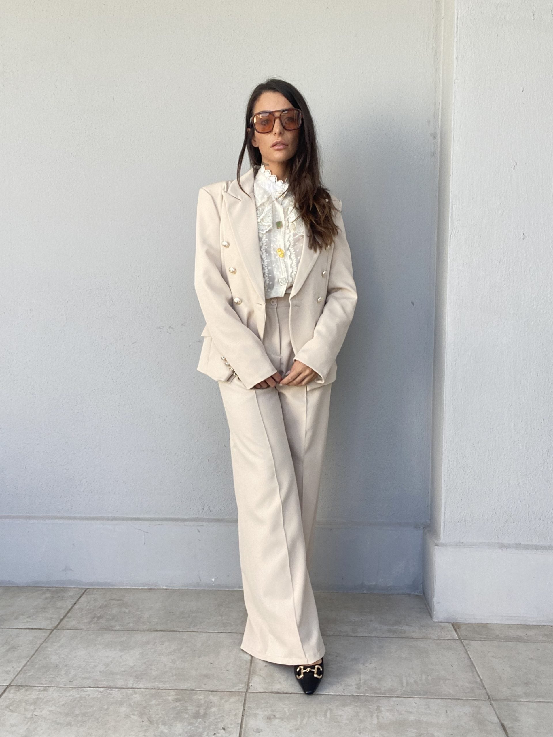 Pantaloni Completo Flare - Beige