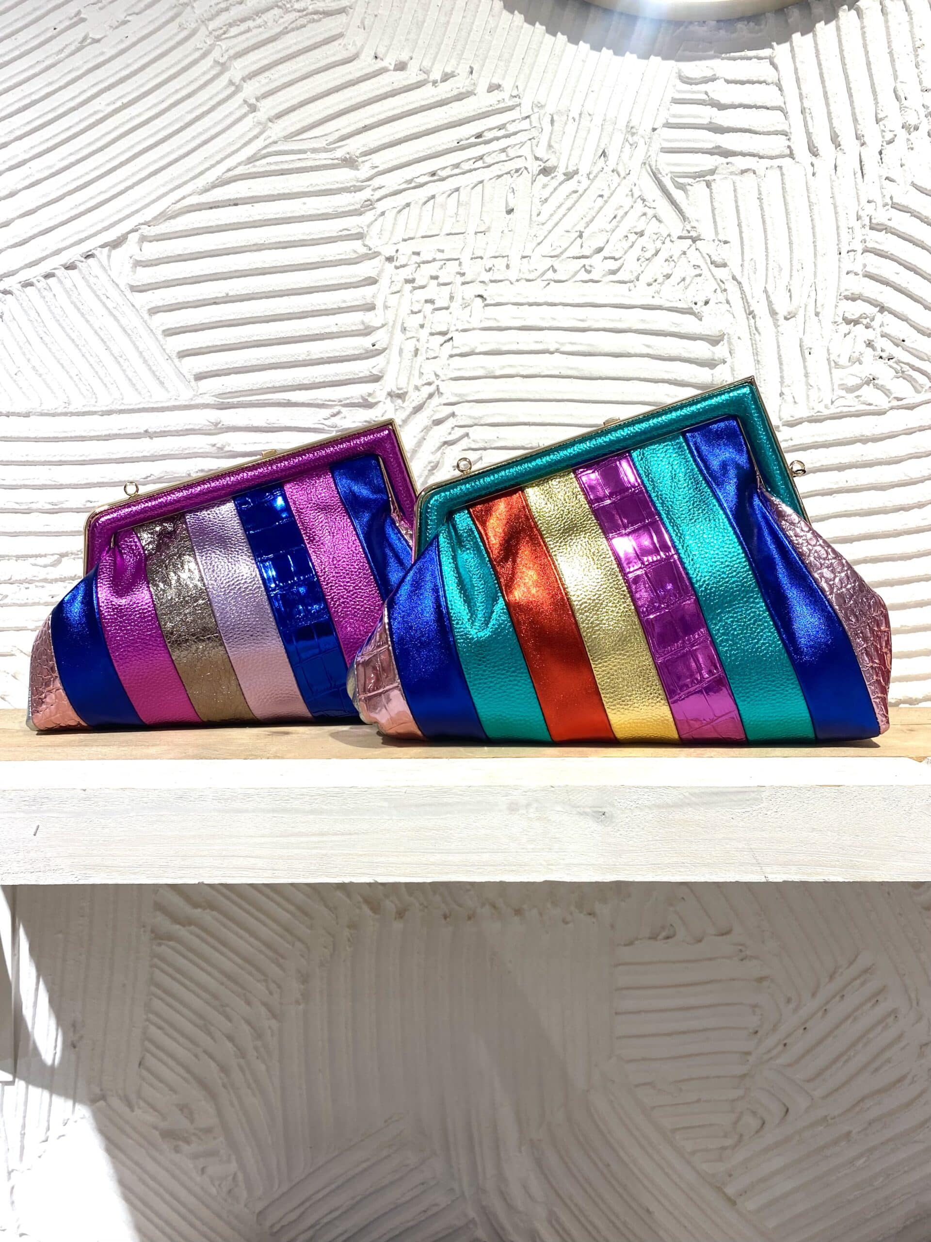 New Clutch Multicolor con Tracolla - Nero