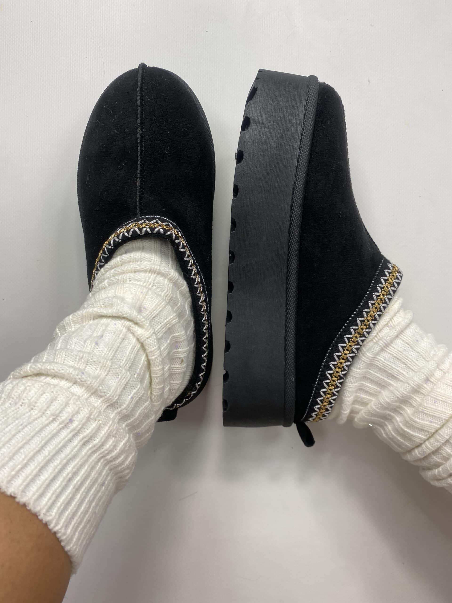 Sabot Platform con Pelo - Nero.