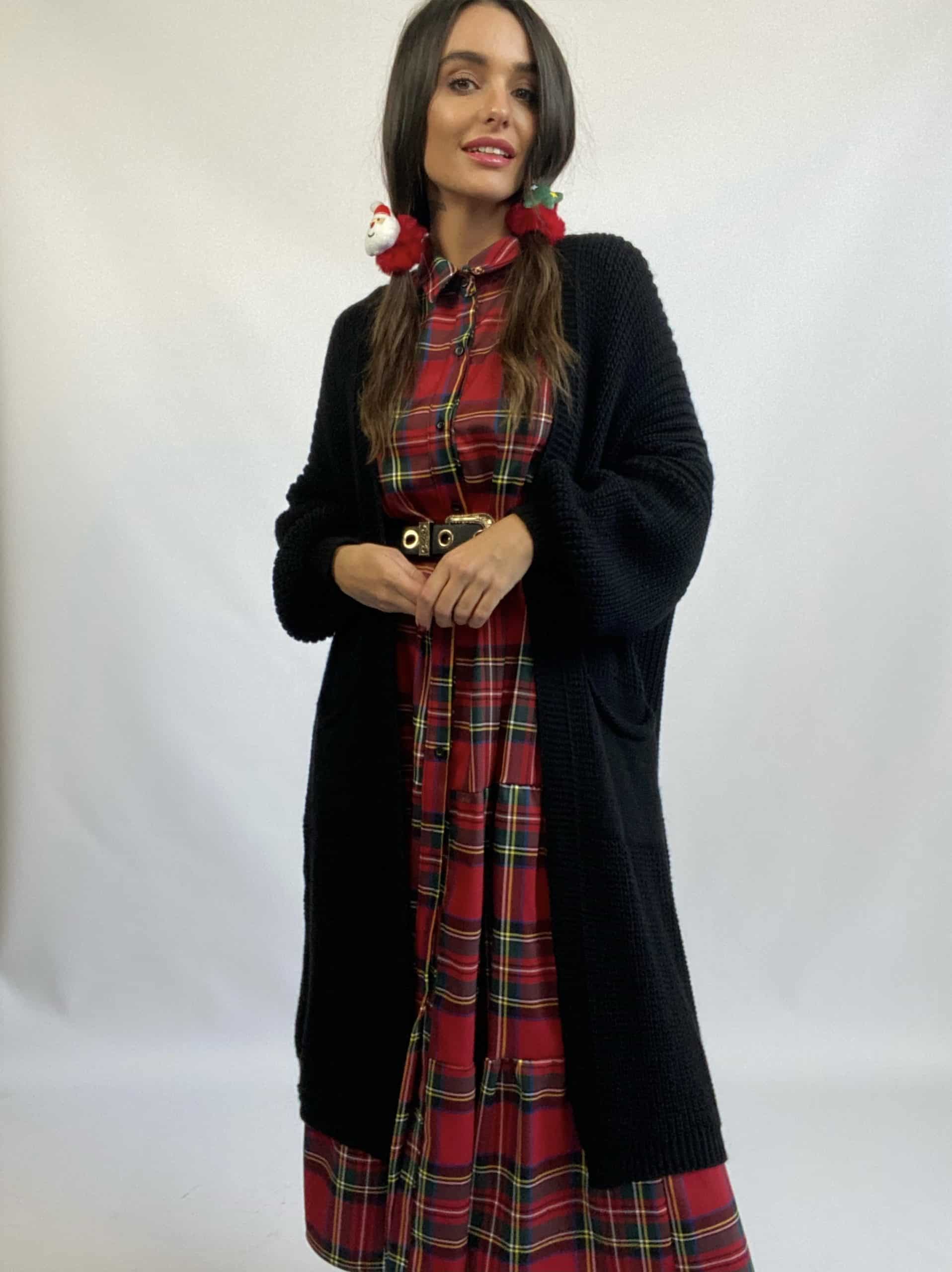 Maxi Dress Tartan - Nero
