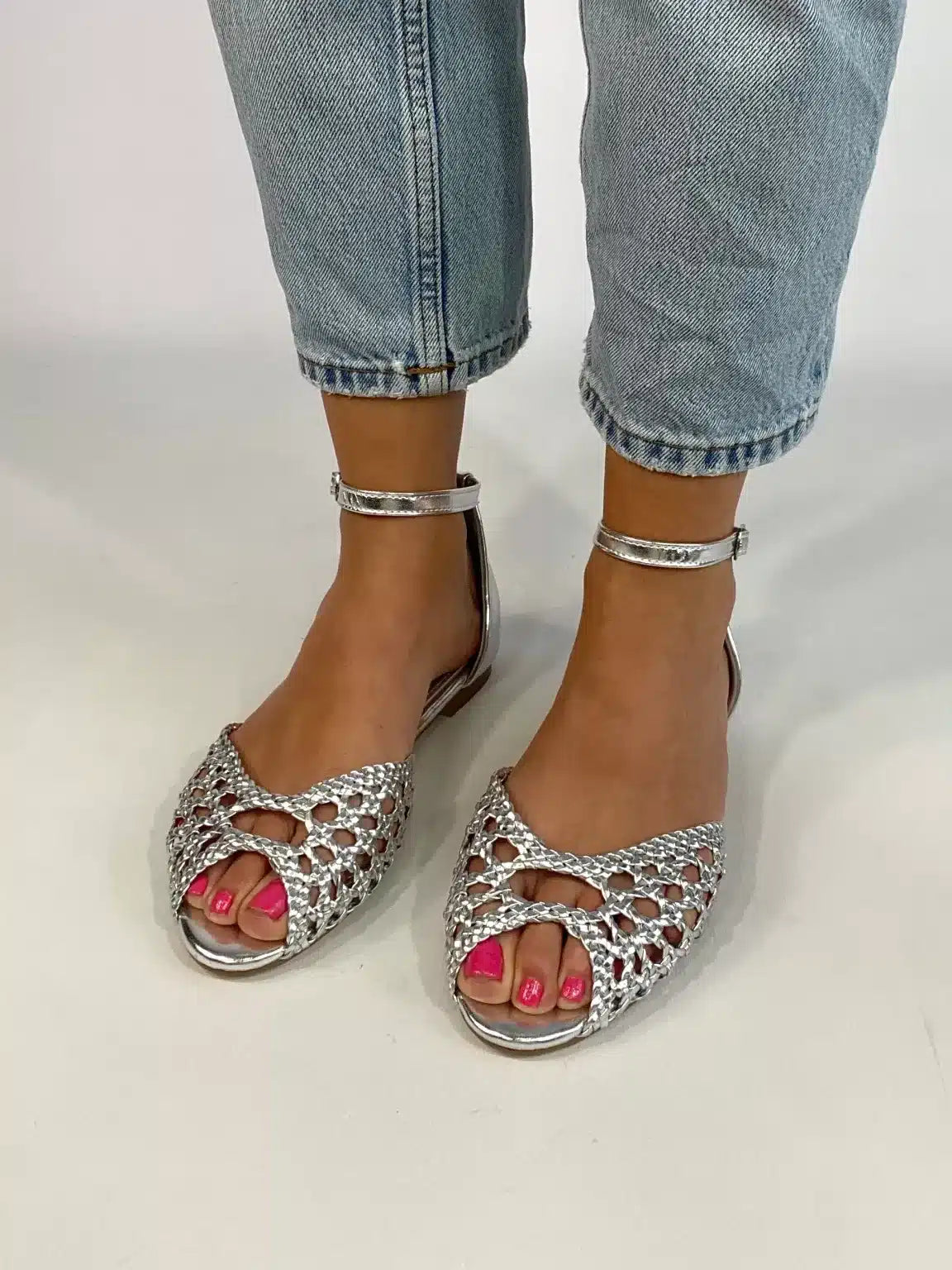 Sandali Flat Rafia - Argento.
