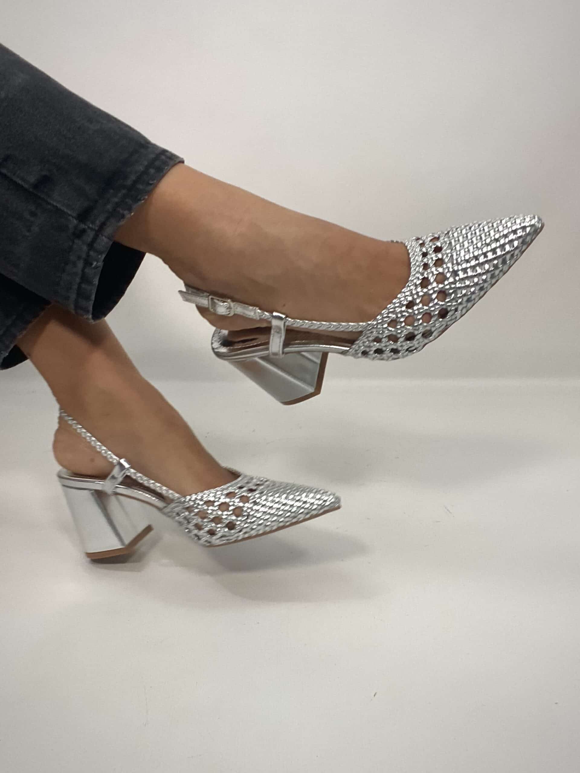 New Slingback Rafia Comfort Heels 2.0 - Argento