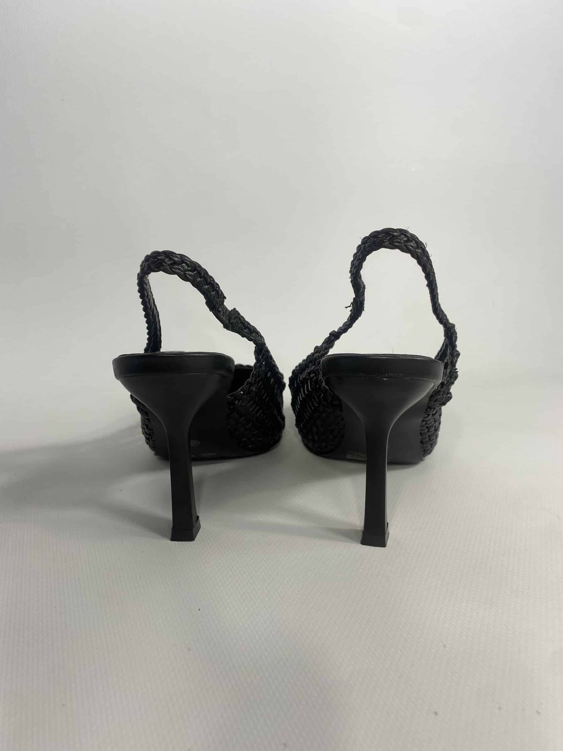 Slingback New Rafia Medium Heels - Nero