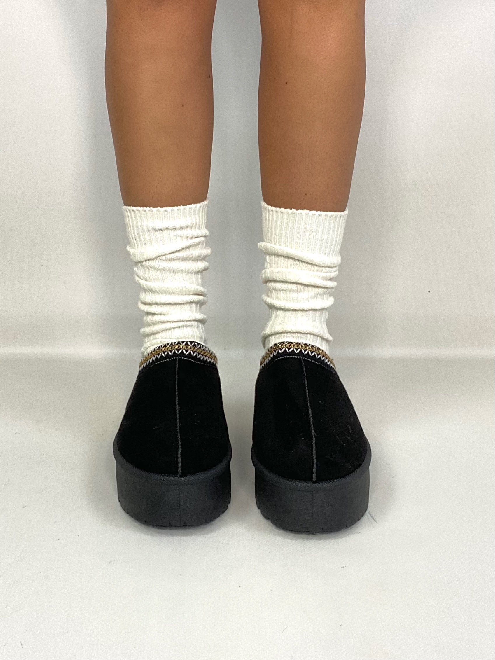 Sabot Platform con Pelo - Nero.