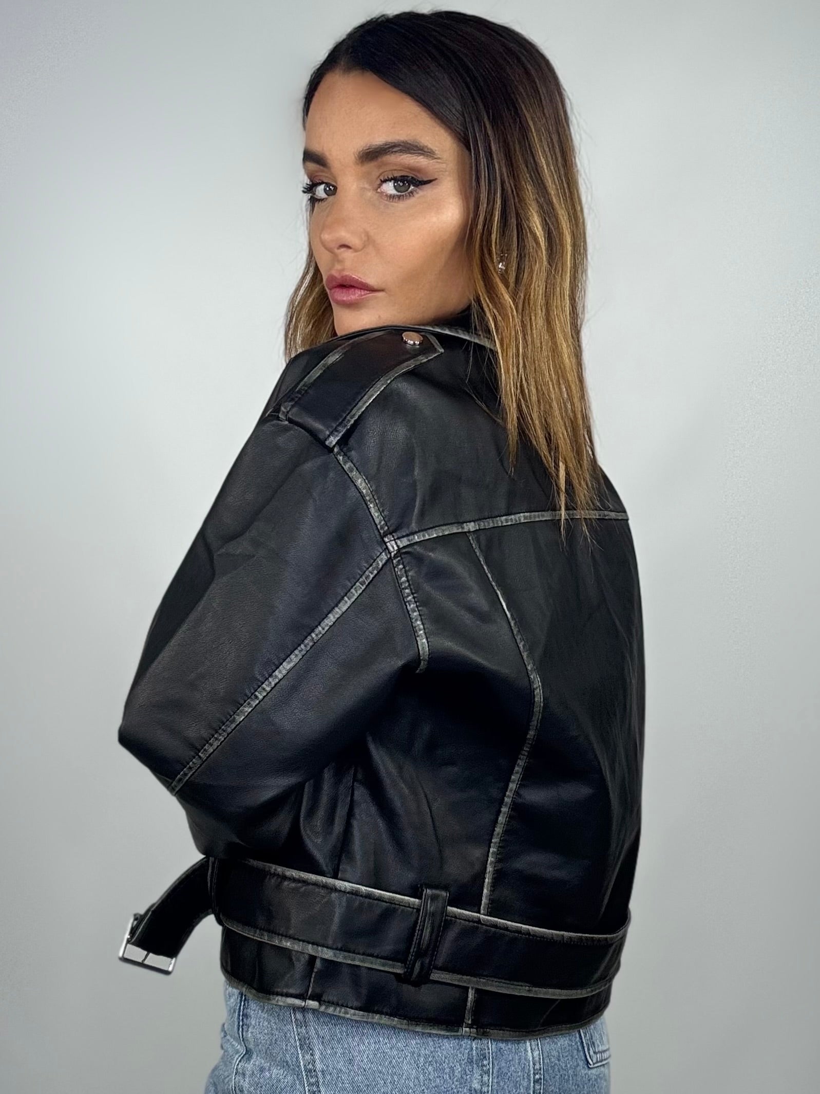 Chiodo Kurl Crop - Nero