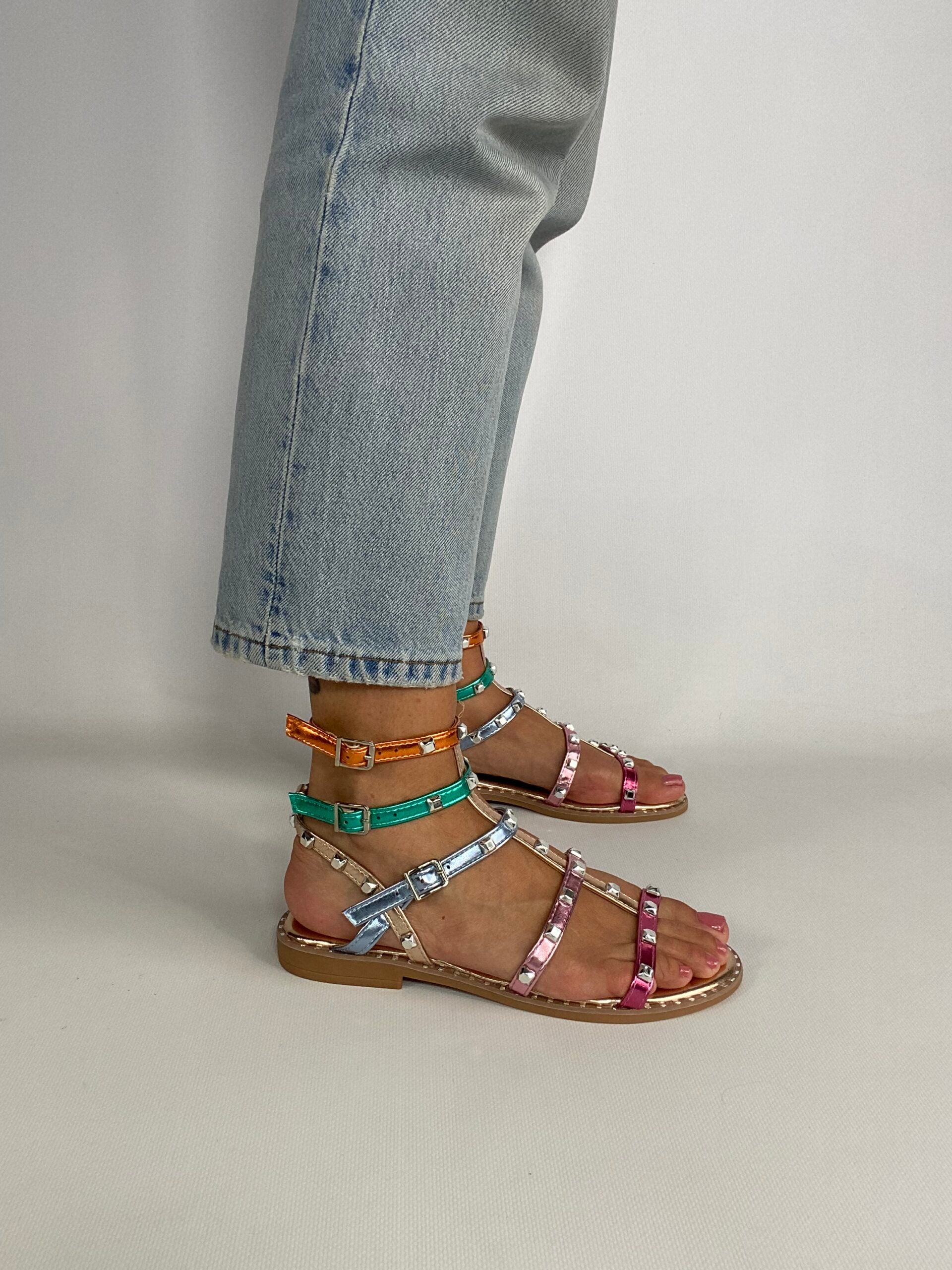 Sandali Studs Flat con Borchie - Multicolor