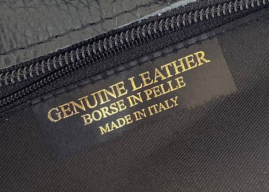 Borsa Vera Pelle Morsetto Dorato -Nero