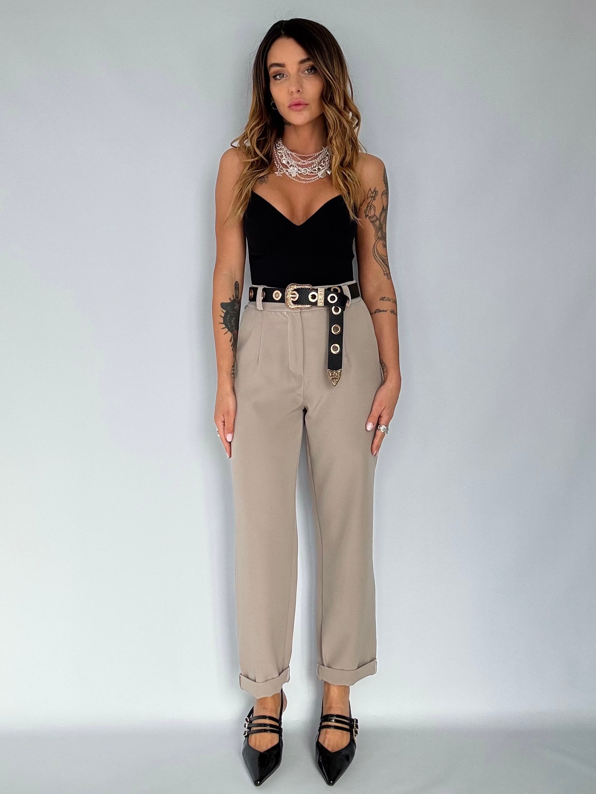 Completo Gilet Over e Pantaloni Pinces - Tortora