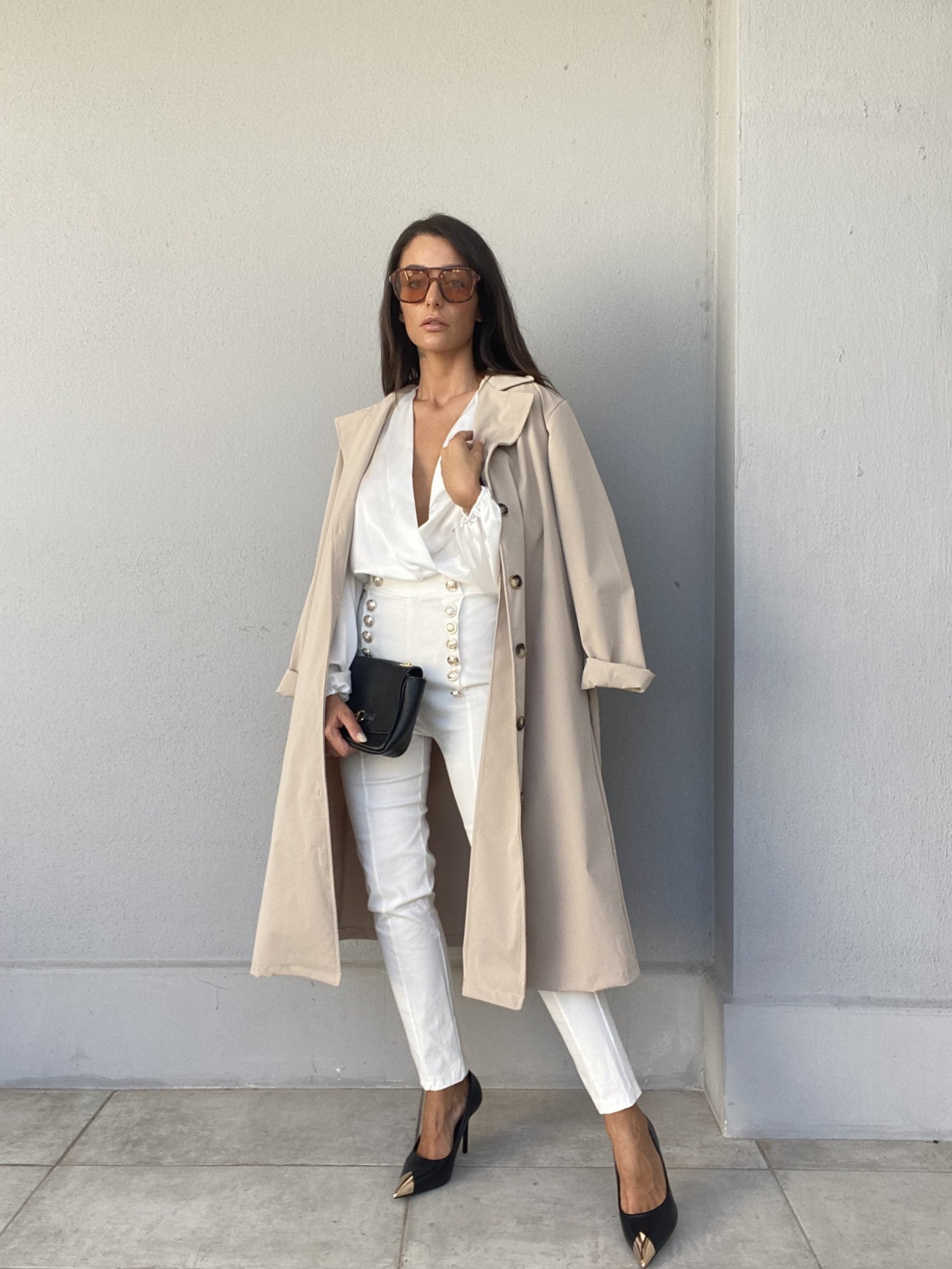 Trench con Bottoni - Panna