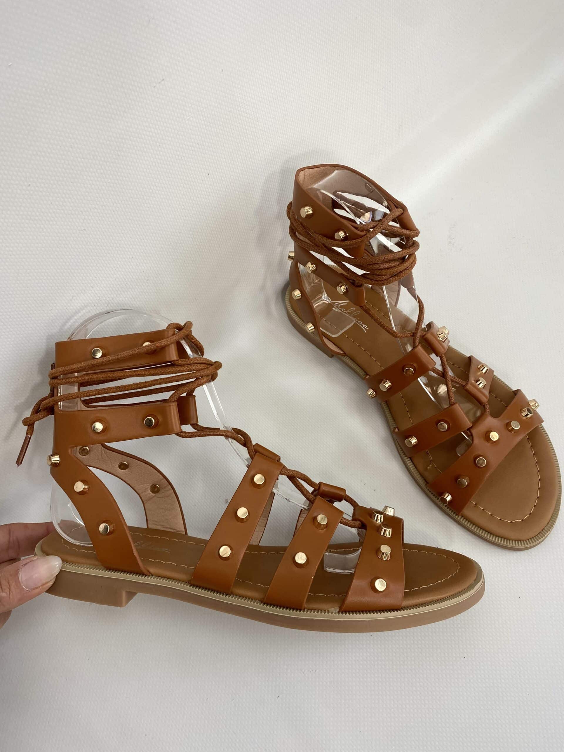 Sandali Gladiatore con Borchie - Cuoio