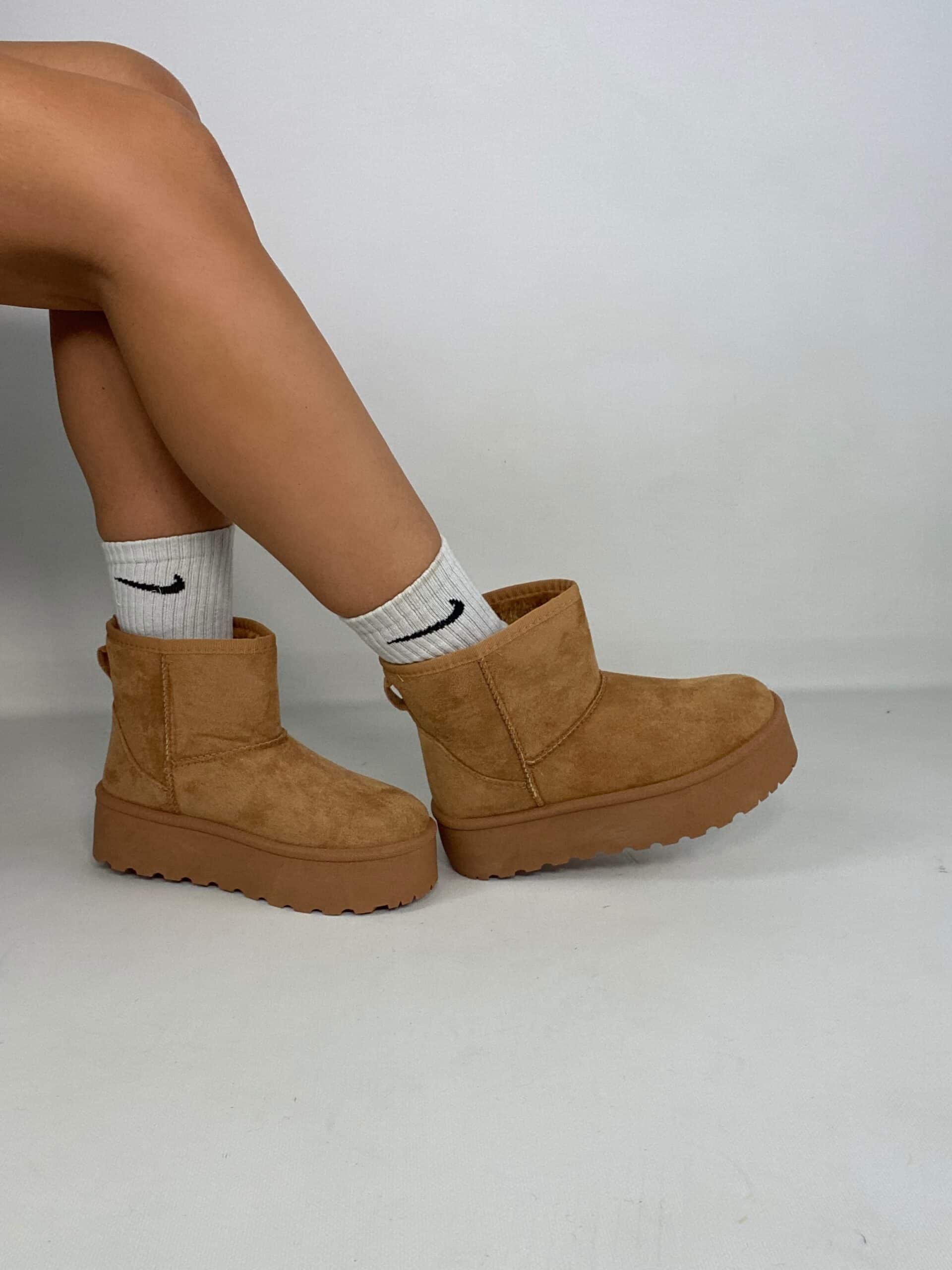 Sabot Platform con Pelo - Cammello.