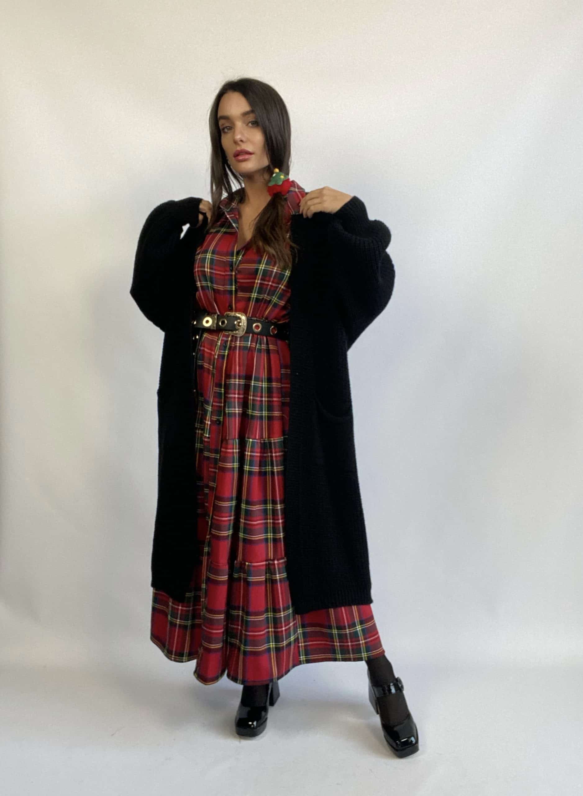 Maxi Dress Tartan - Rosso