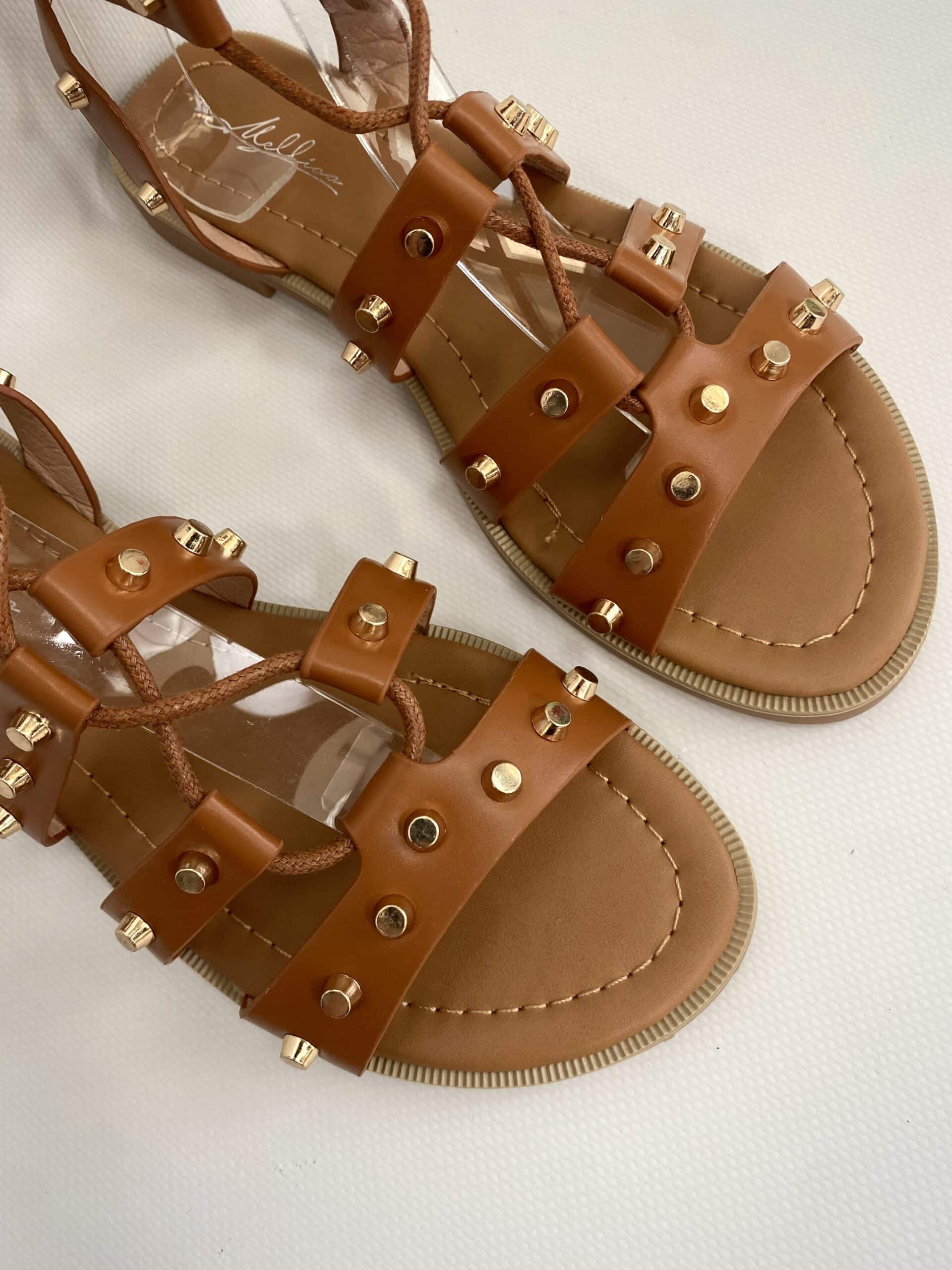 Sandali Gladiatore con Borchie - Cuoio