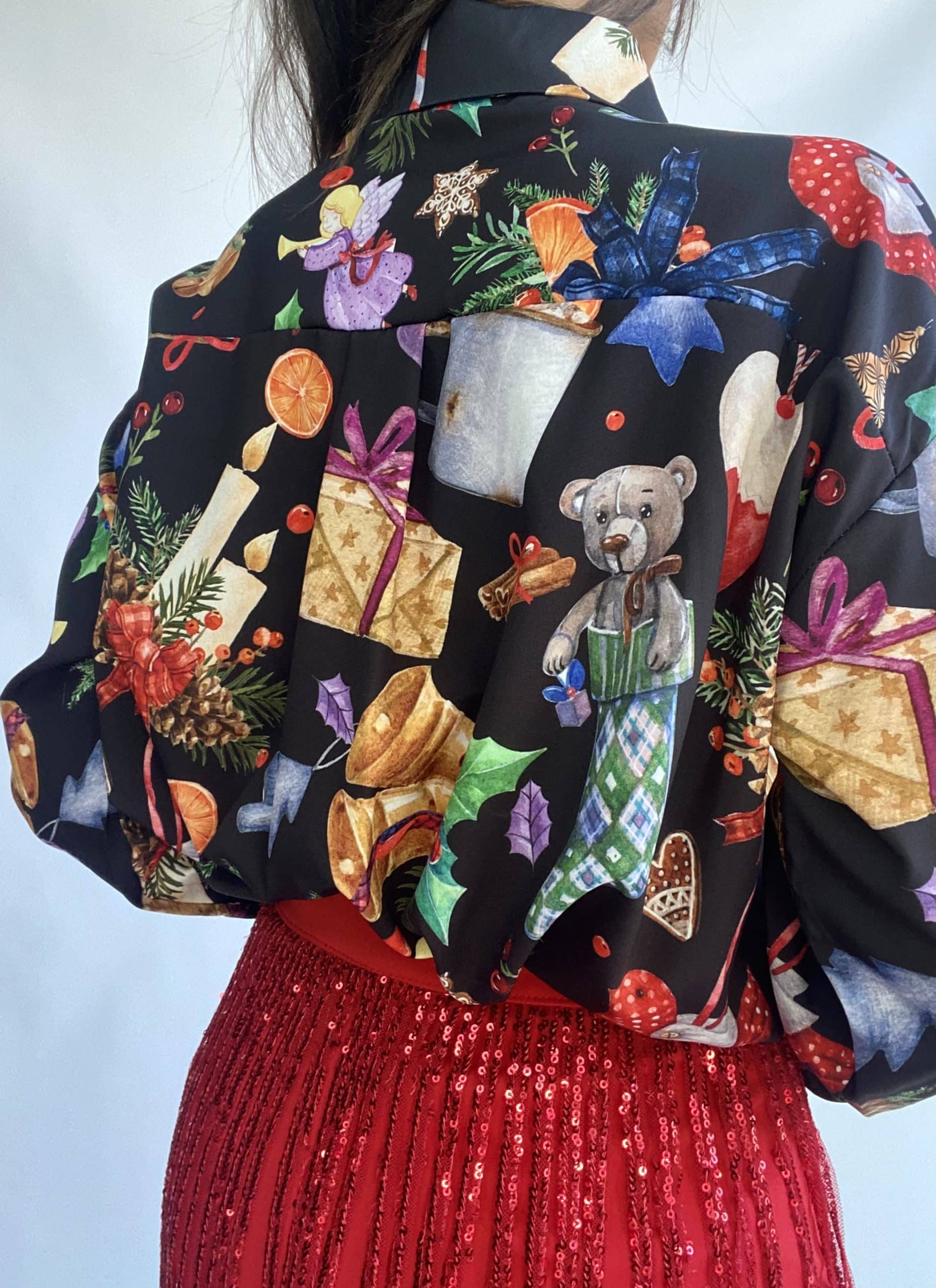 Camicia Orsetti e Addobbi di Natale - Nero