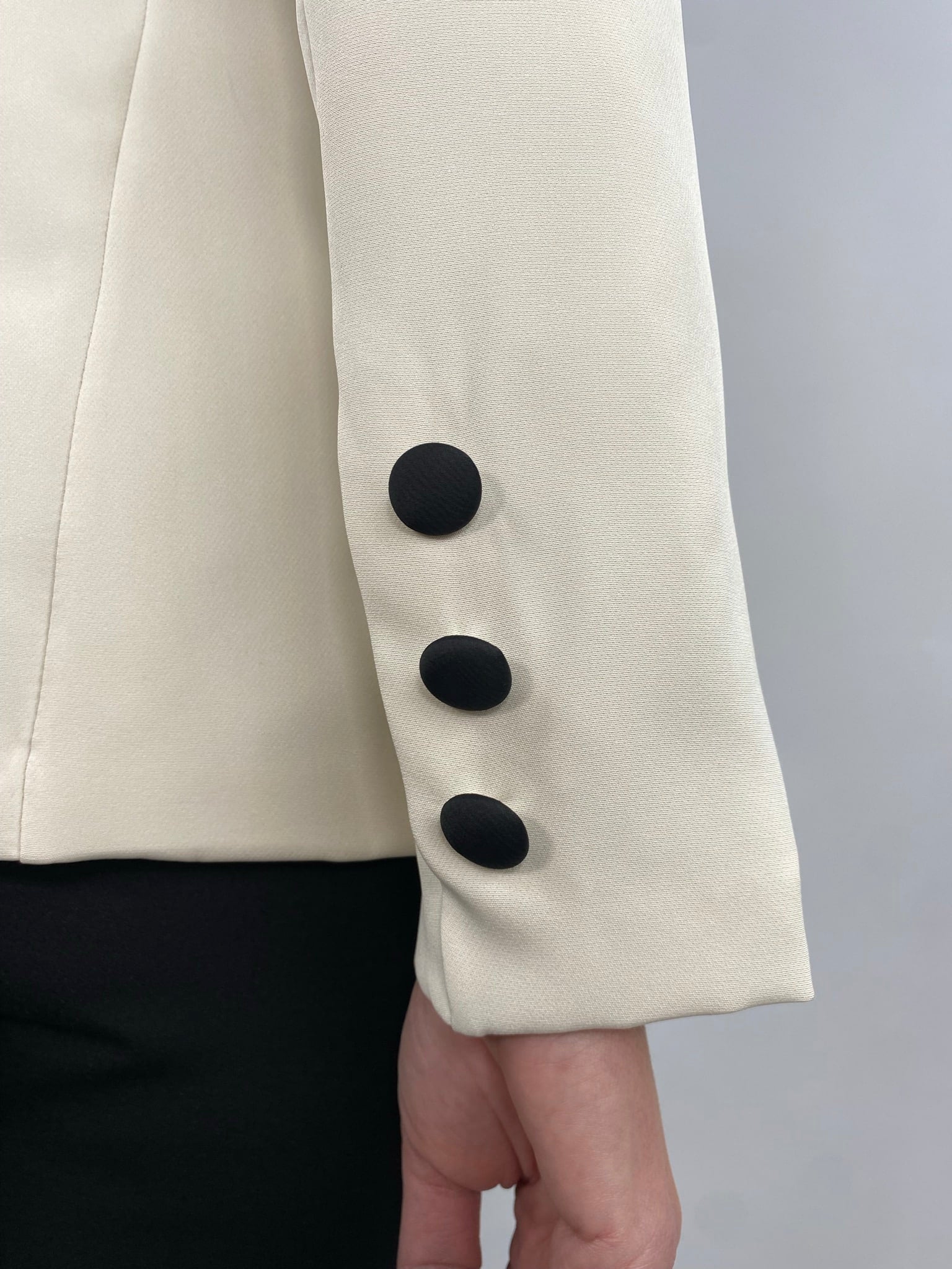 Blazer Revers in Raso - Bianco / Nero