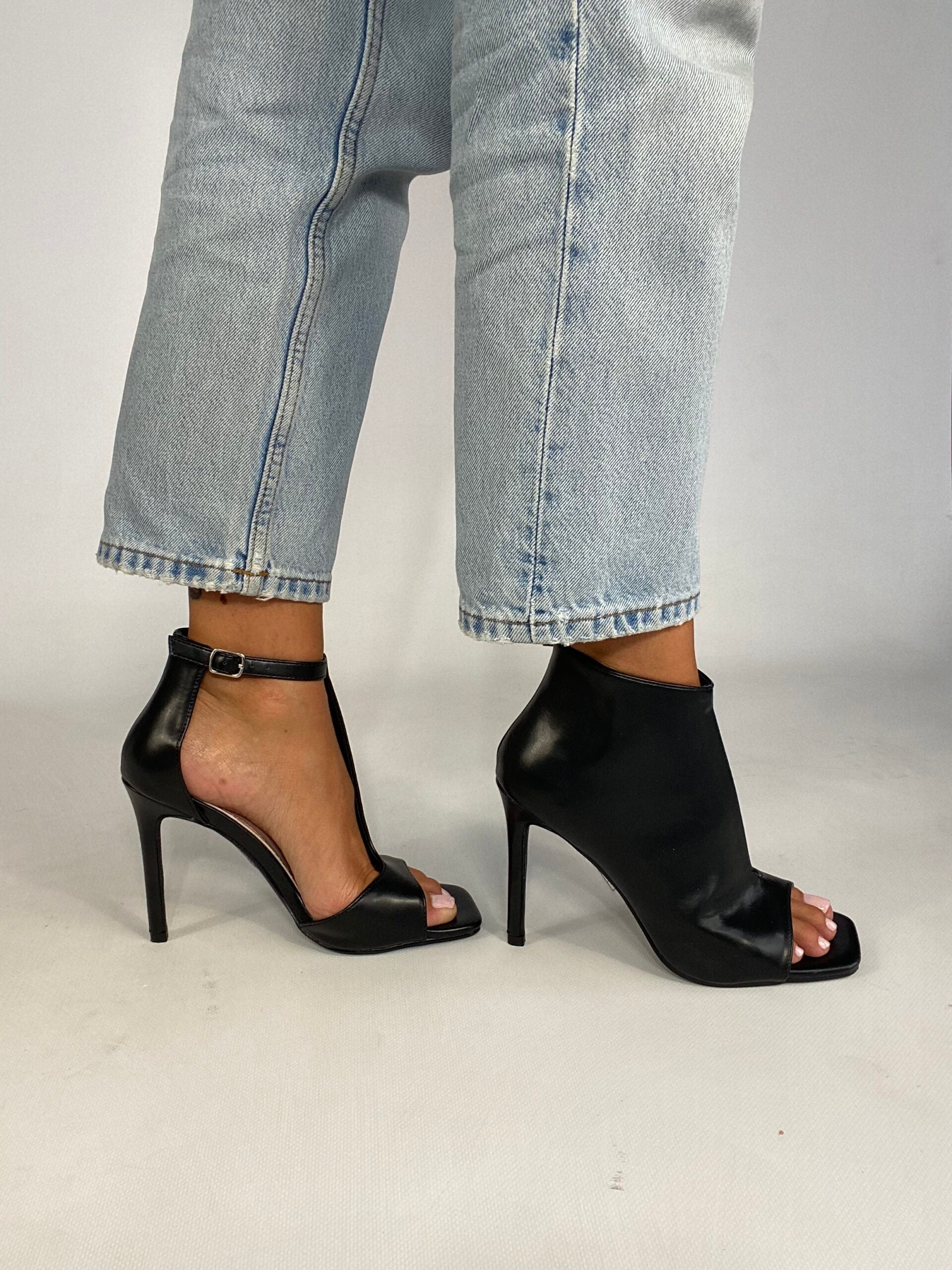 Tronchetto cut out spuntato - Simil Pelle Nero