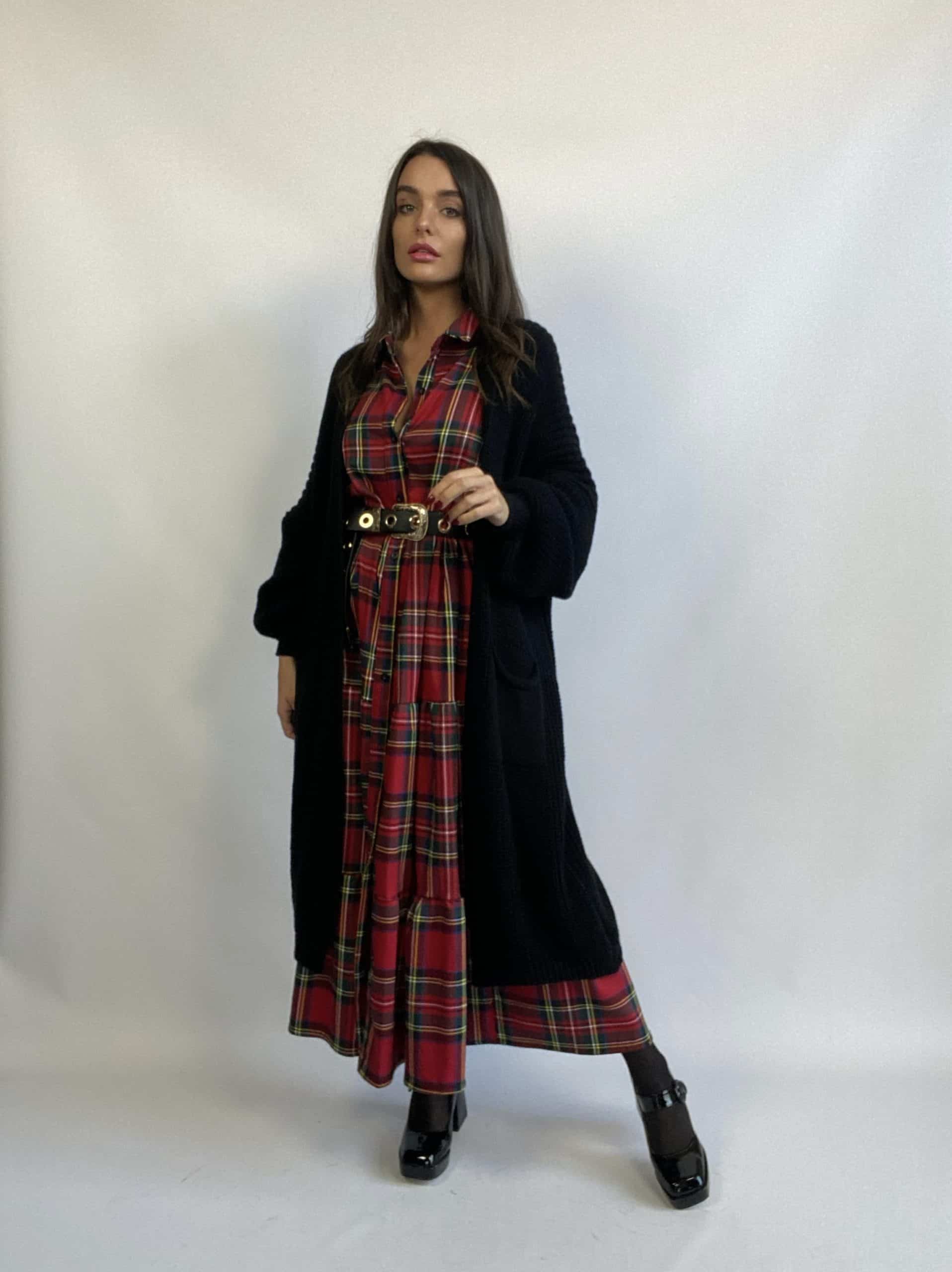 Maxi Dress Tartan - Rosso