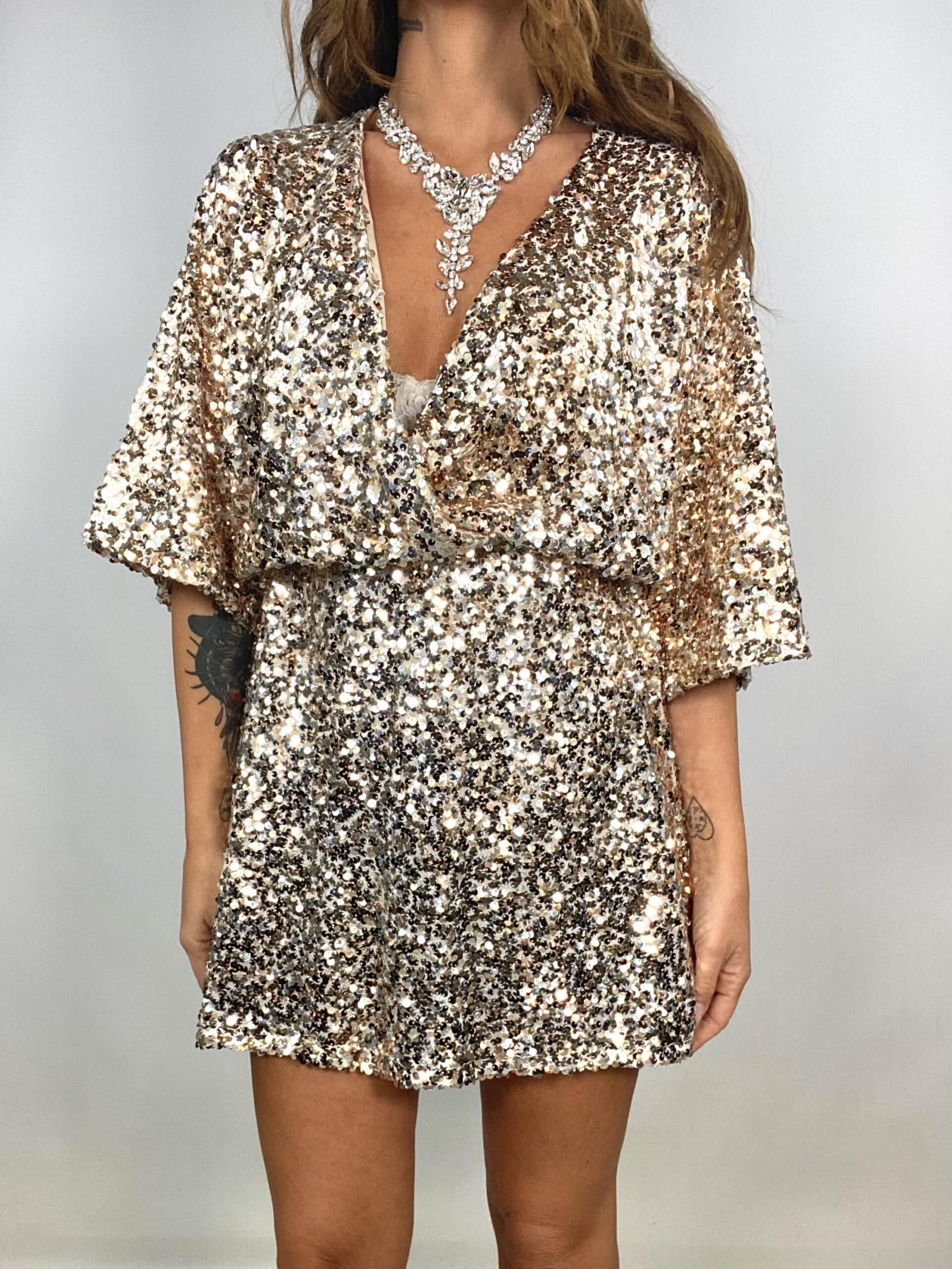 Mini Abito Paillettes - Oro