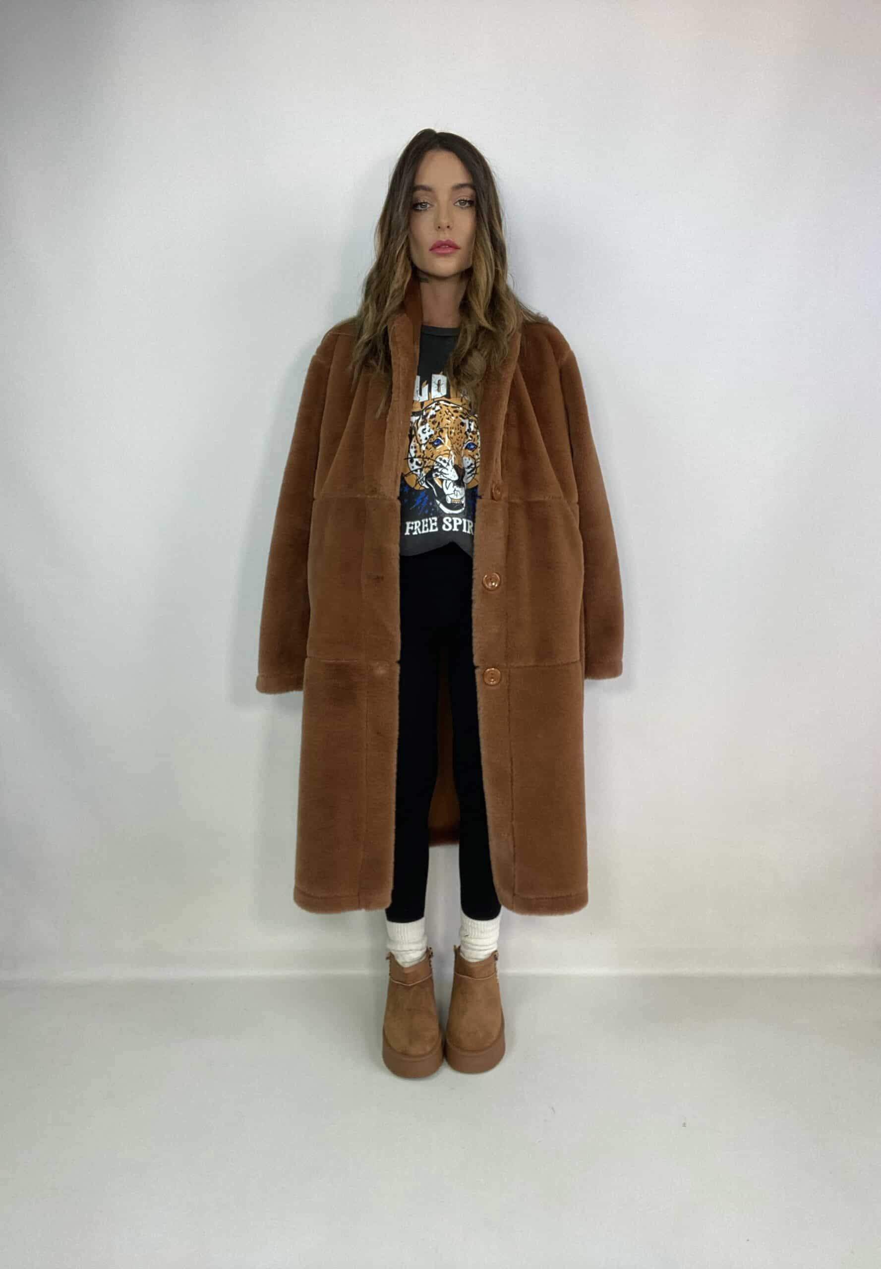 Stivaletti Bassi con Platform e Pelo - Cammello / Ricamo Marrone ( Pelliccia Cammello)