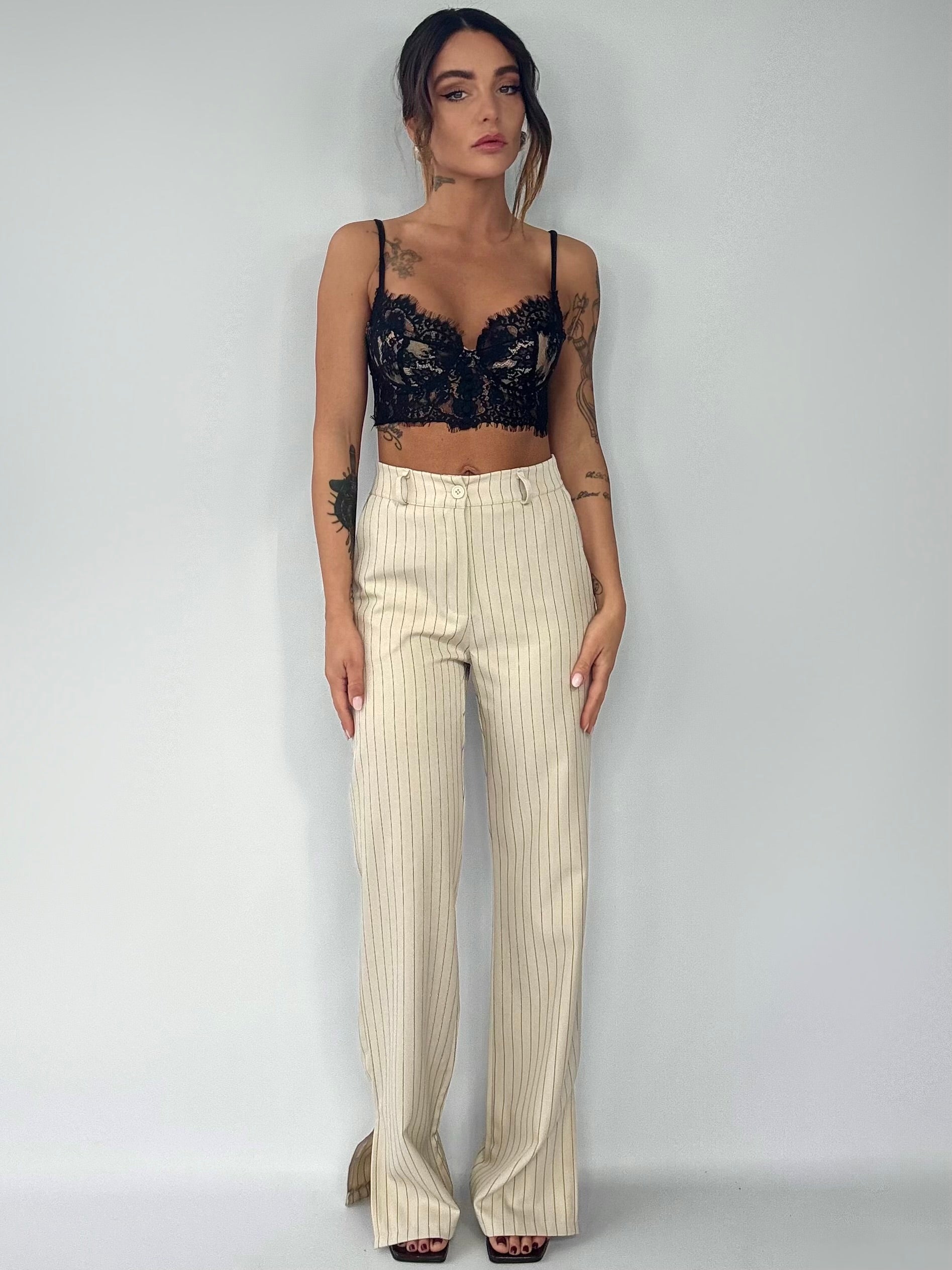 Completo Over Kimono - Bianco Panna / Marrone