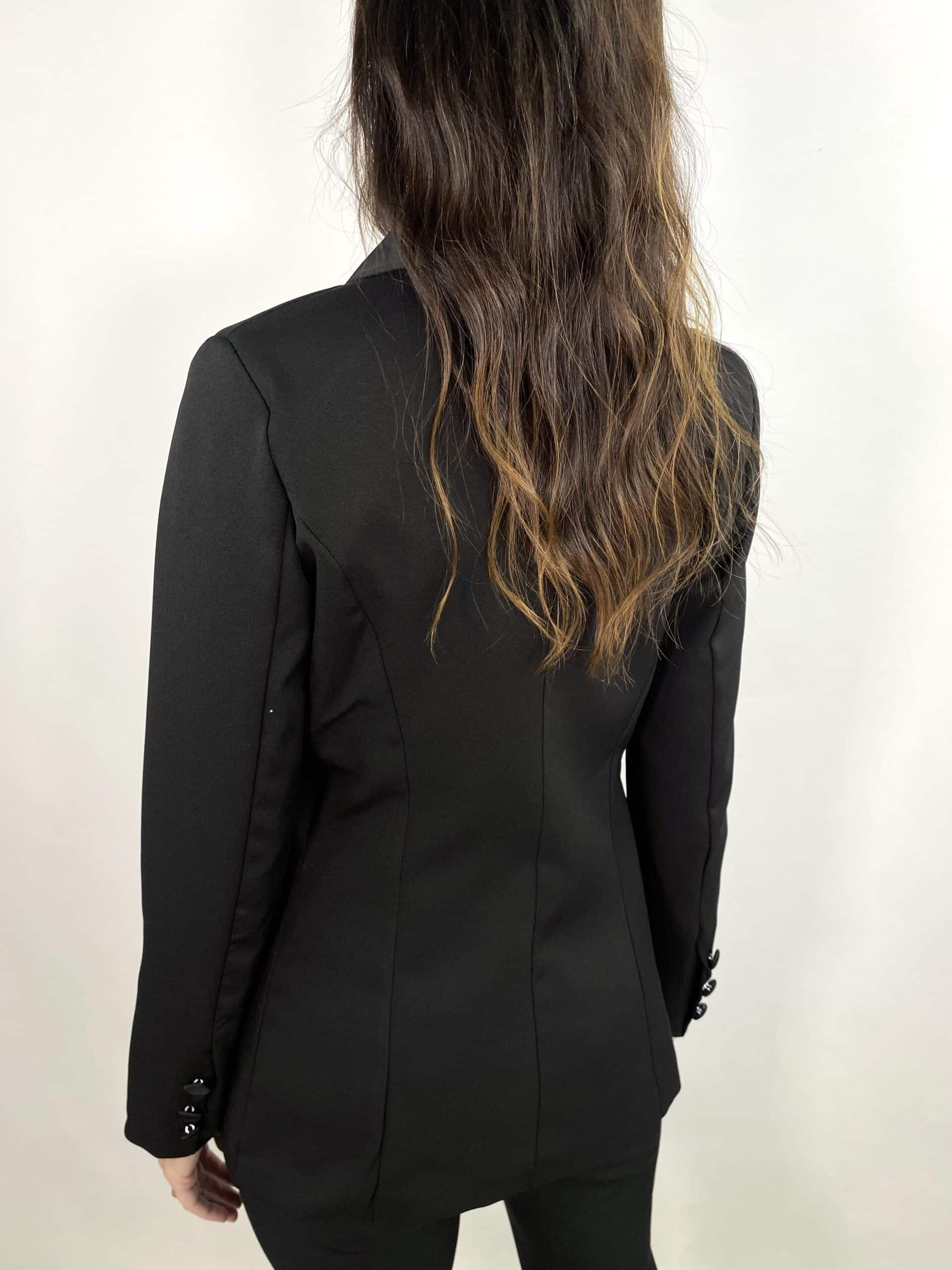 Blazer Revers in Raso - Nero