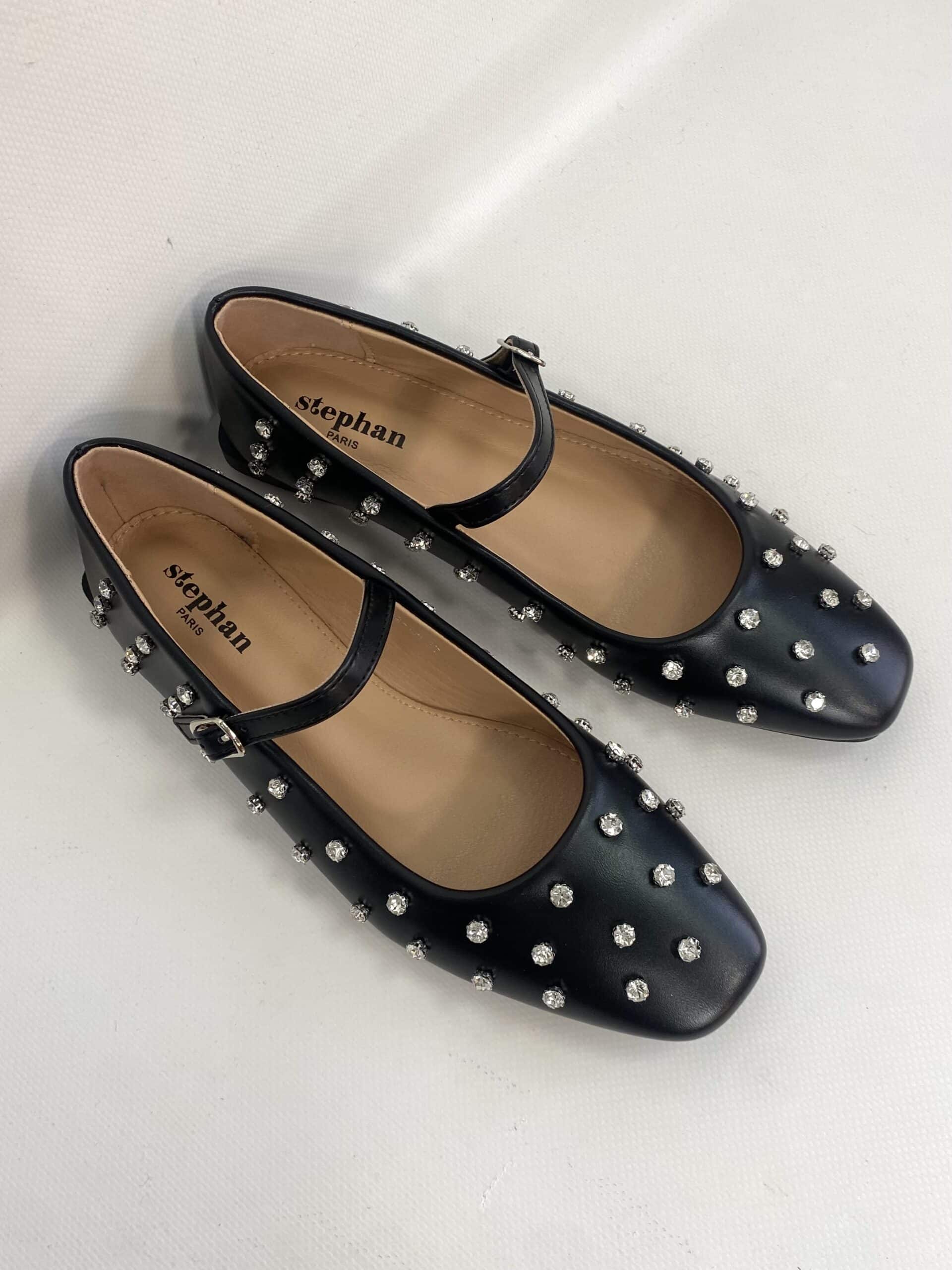 Mary Jane Flat Con Pietre  -  Nero