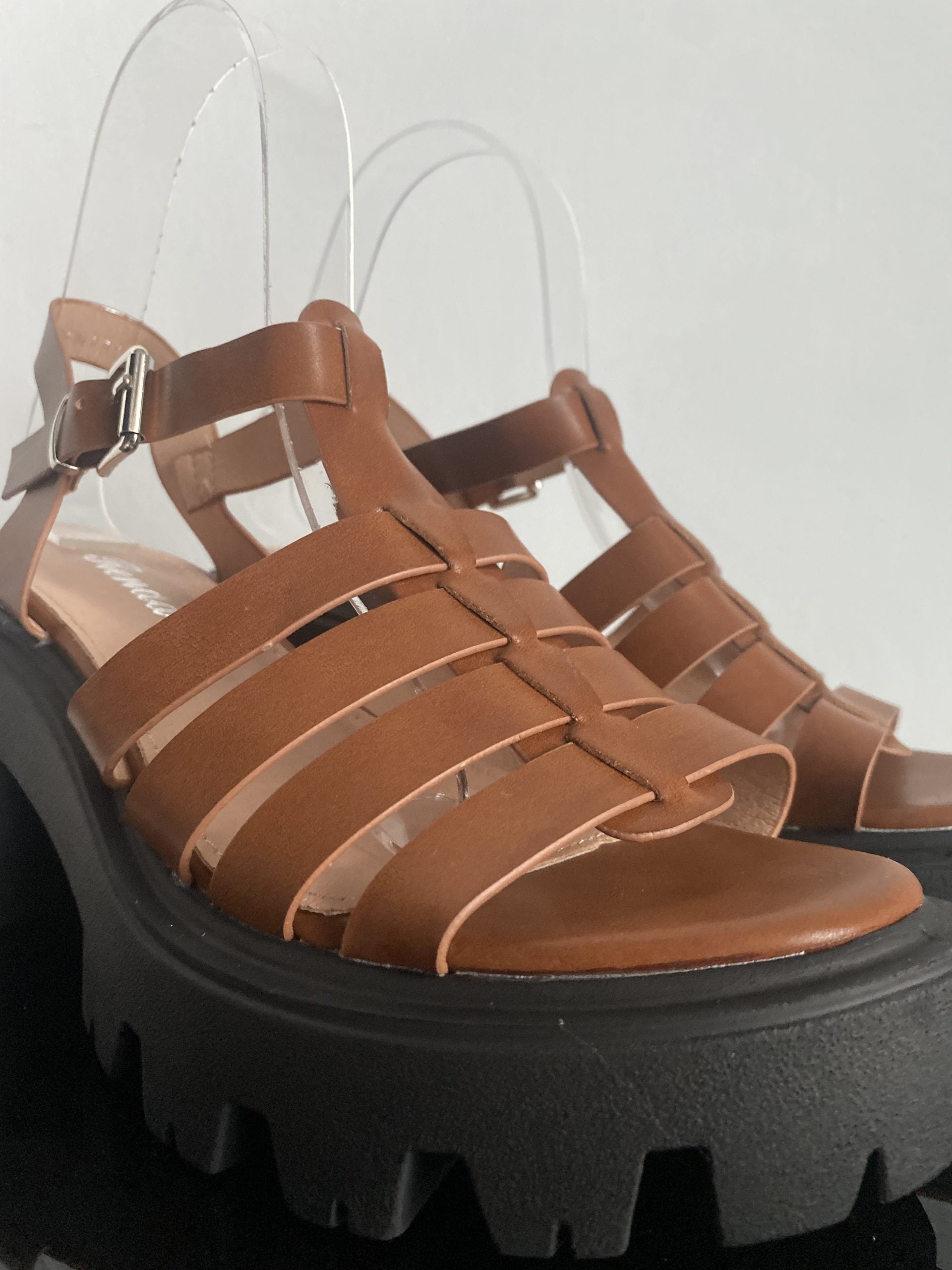 Sandali Gladiatore Platform Low - Cuoio