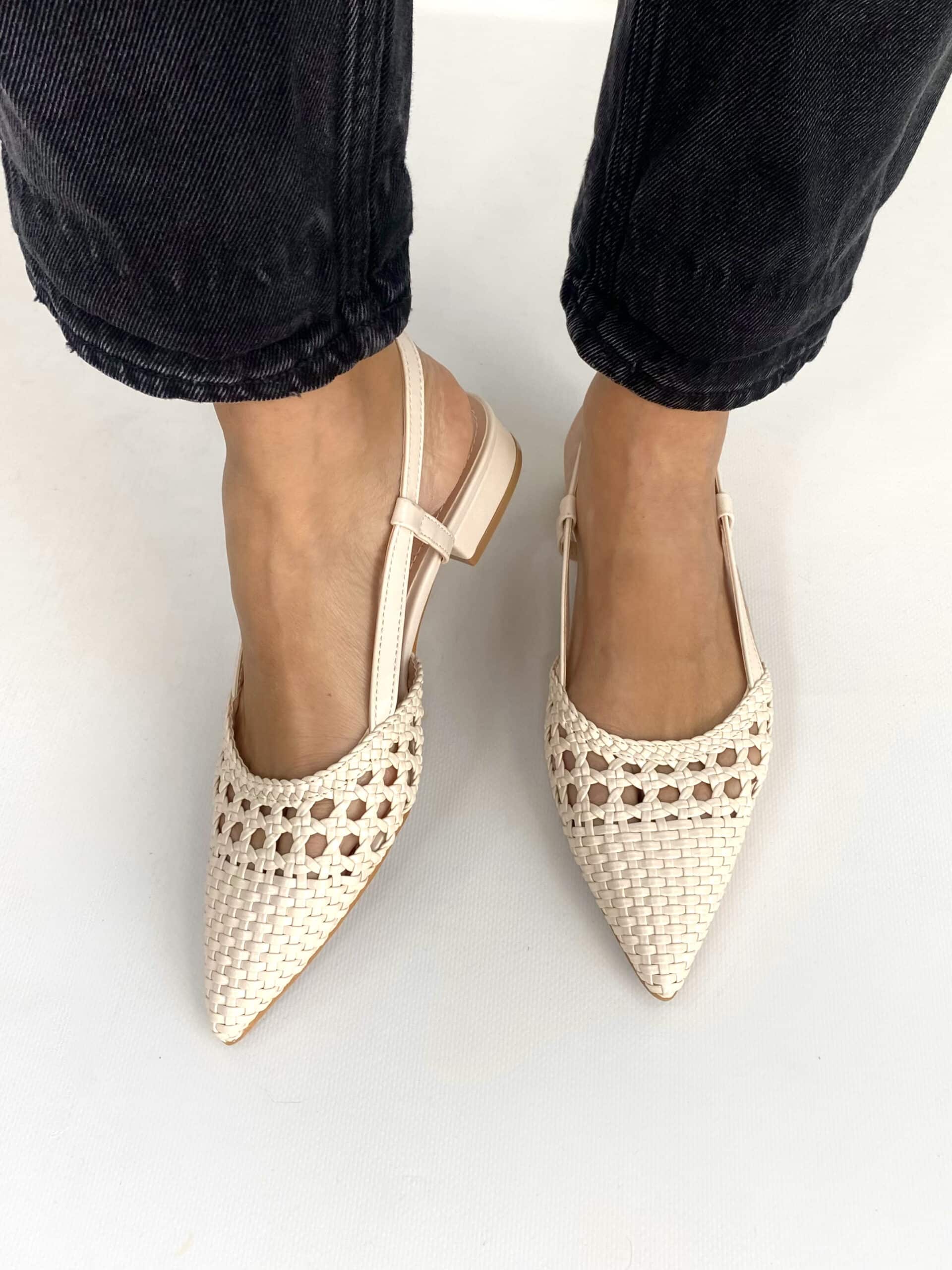 New Slingback Flat Rafia - Beige
